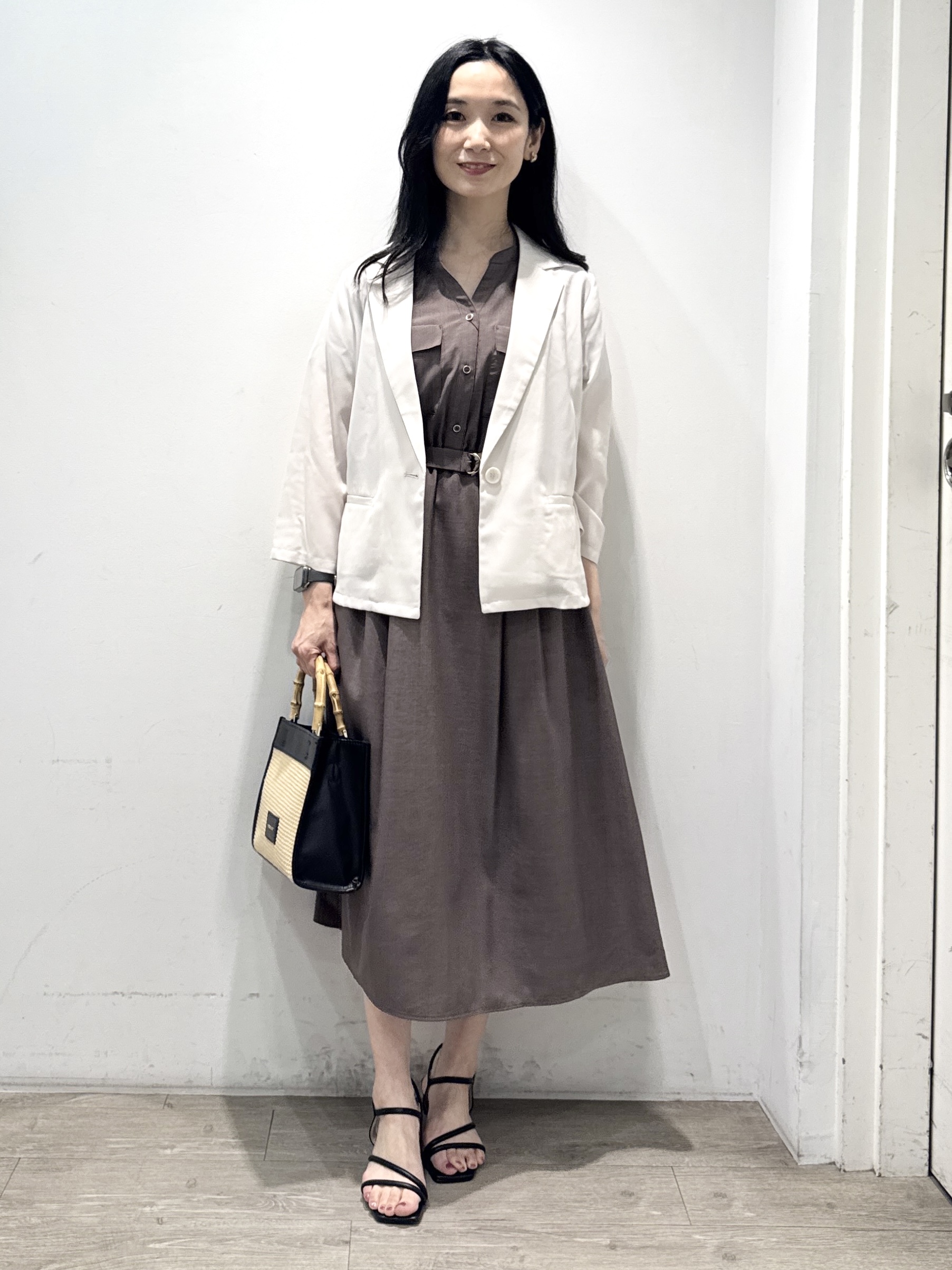 yuicciさんの「OPAQUE.CLIP｜【接触冷感／防シワ】ひんやり7分袖テーラードジャケット《洗濯機OK》」を使ったコーディネート