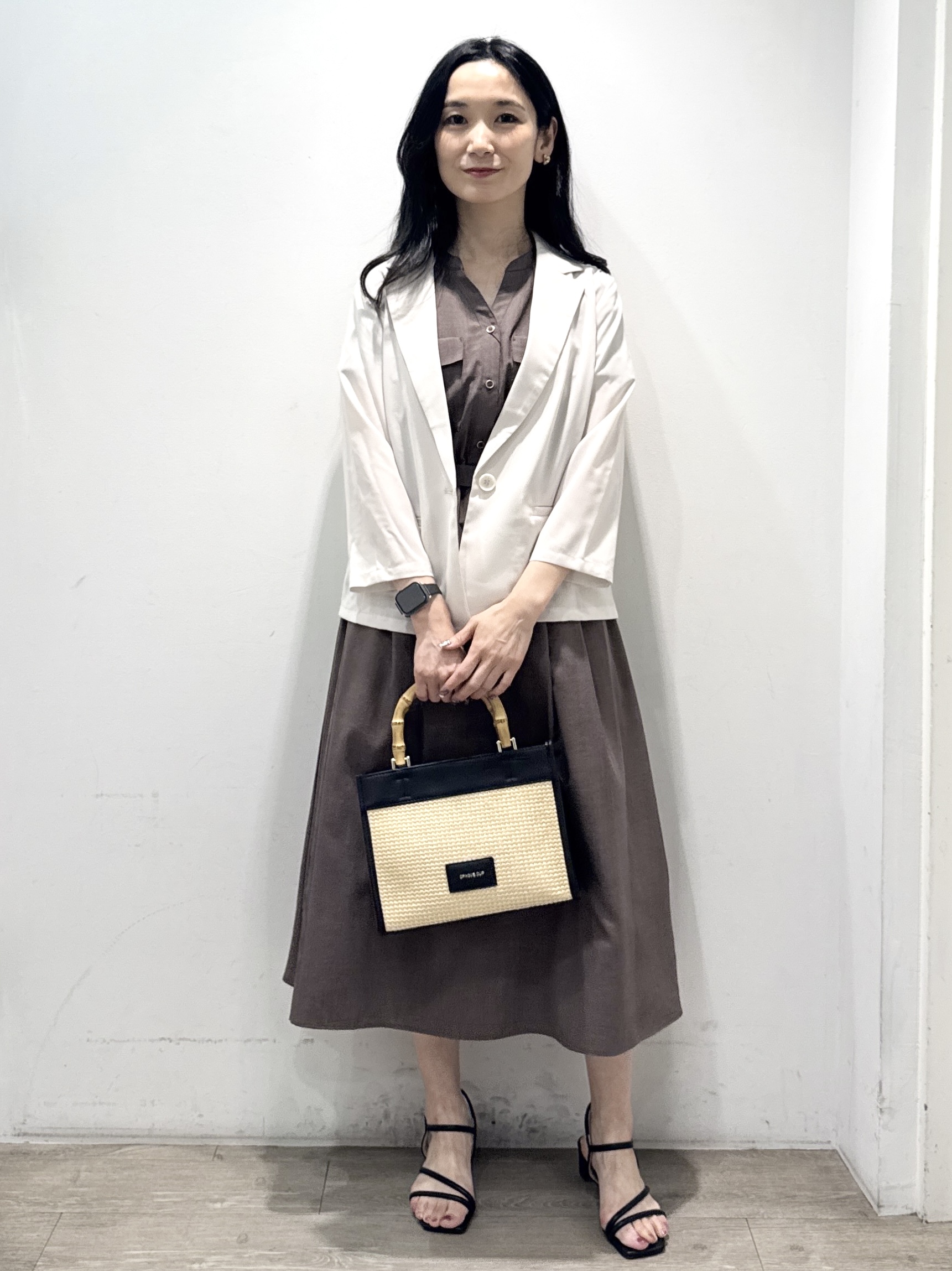 yuicciさんの「OPAQUE.CLIP｜【接触冷感／防シワ】ひんやり7分袖テーラードジャケット《洗濯機OK》」を使ったコーディネート