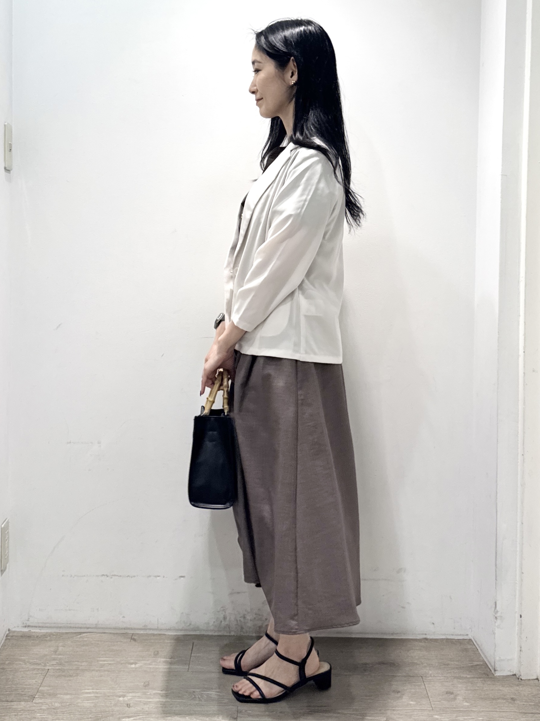 yuicciさんの「OPAQUE.CLIP｜【接触冷感／防シワ】ひんやり7分袖テーラードジャケット《洗濯機OK》」を使ったコーディネート