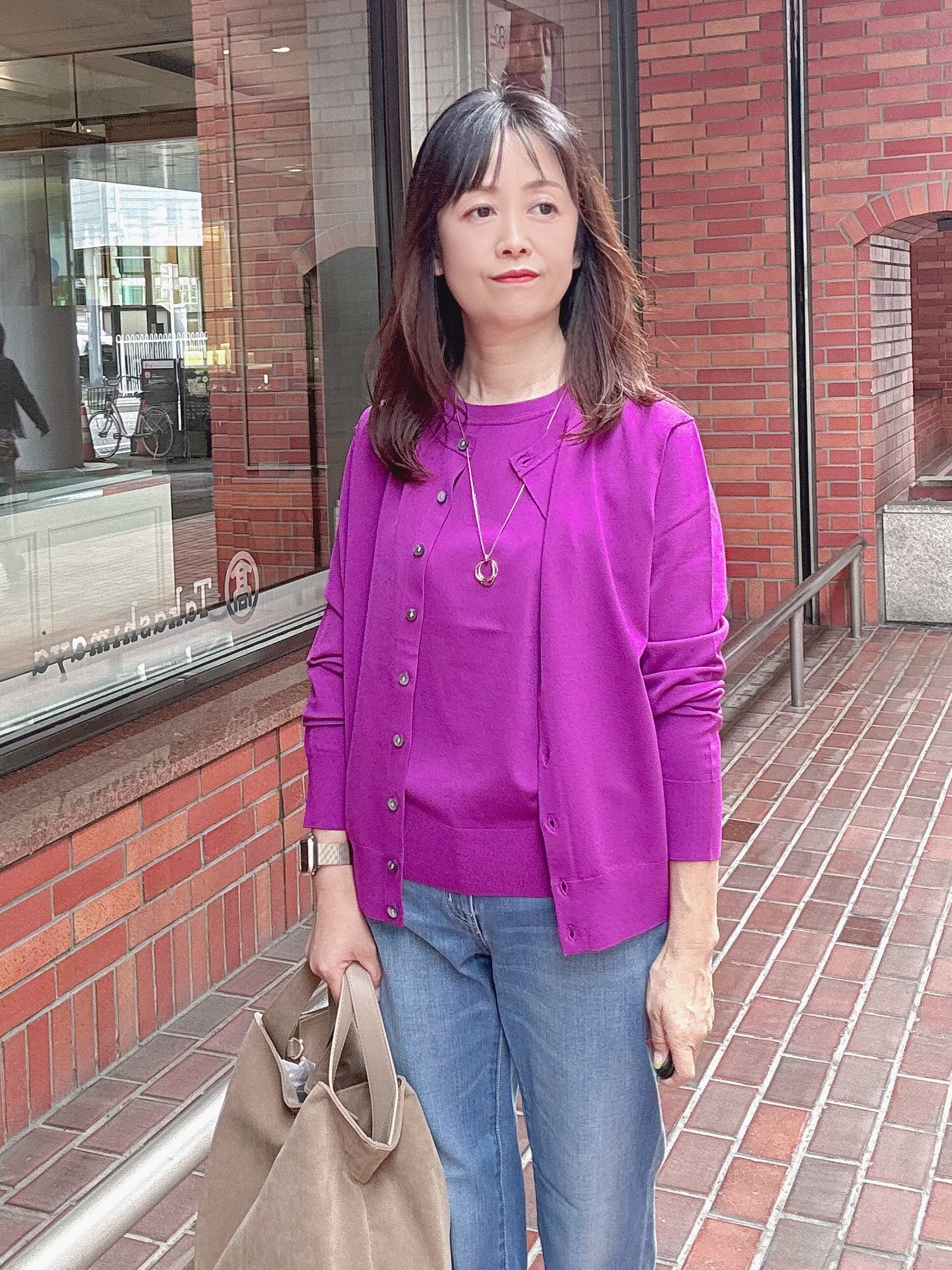 makiさんの「UNTITLED｜【アンサンブル可能】コンパクトニットカーディガン」を使ったコーディネート