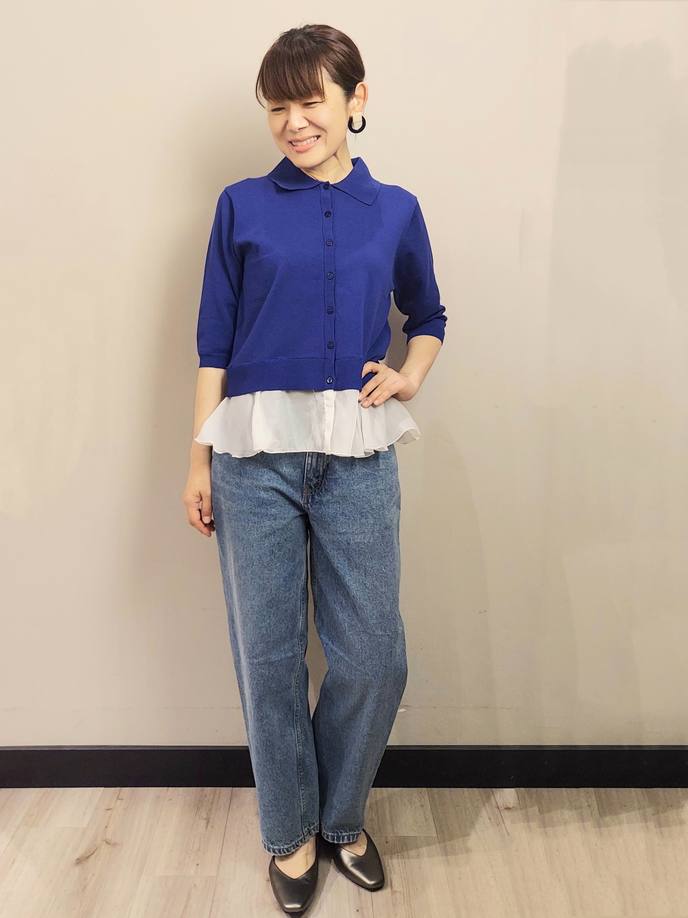 MAKIさんの「index｜裾シアードッキングカーディガン【洗濯機OK】」を使ったコーディネート