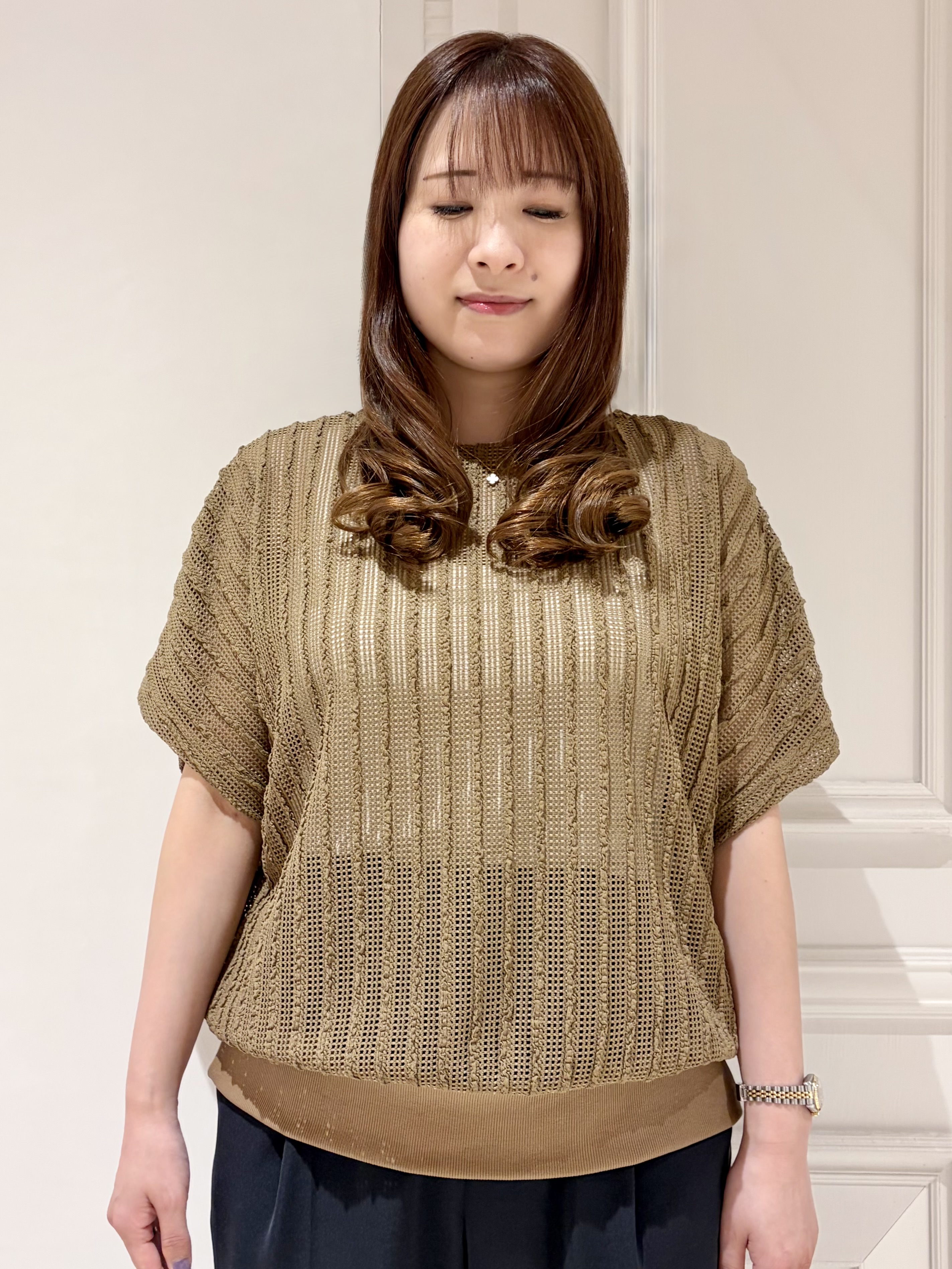 minowaさんの「DRESSTERIOR｜【体型カバー/日除け】ドルマンスリーブ シアーメッシュプルオーバー」を使ったコーディネート