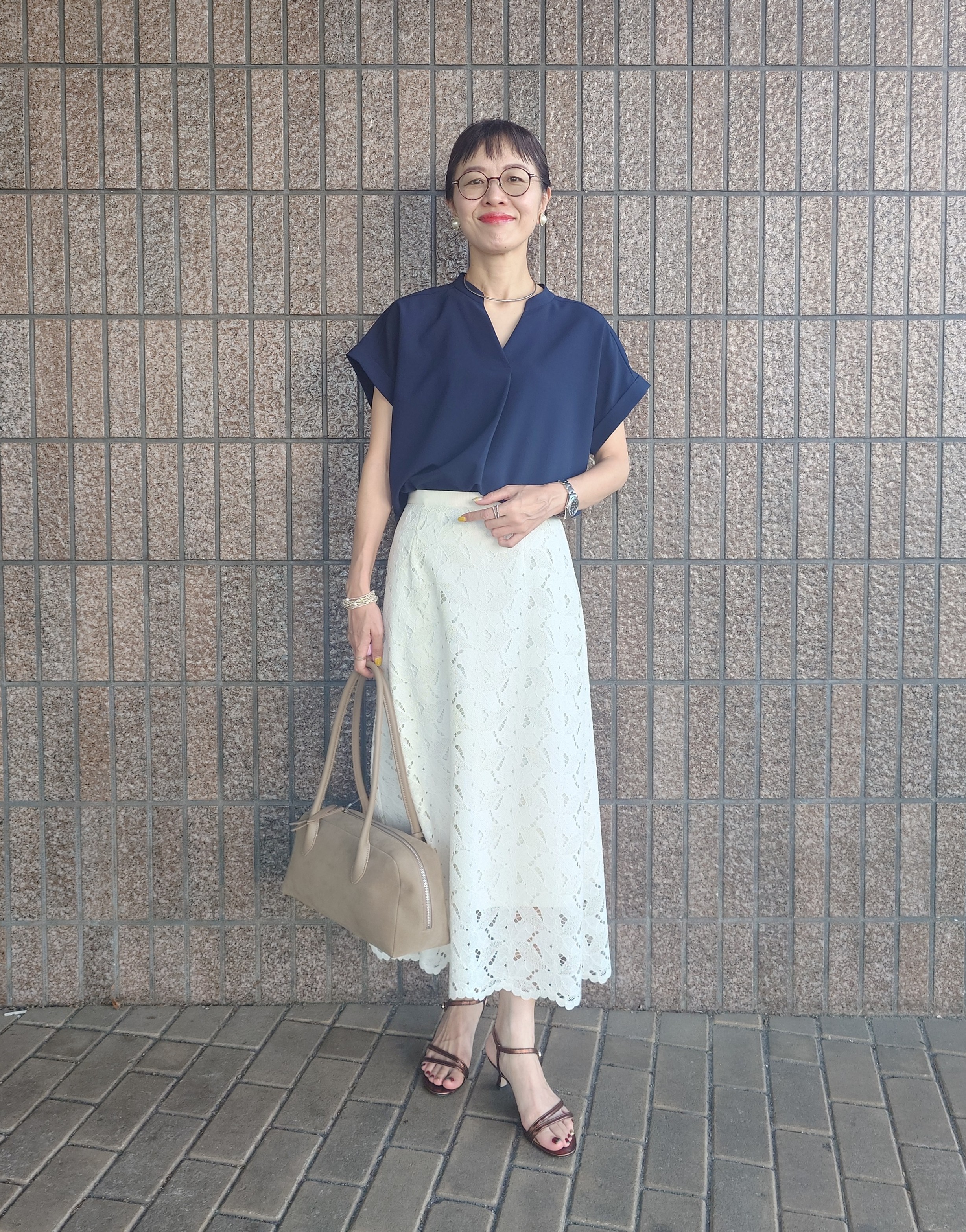 MUTSUKOさんの「UNTITLED｜【セットアップ可/通気性/UVカット】エアリークールブラウス」を使ったコーディネート