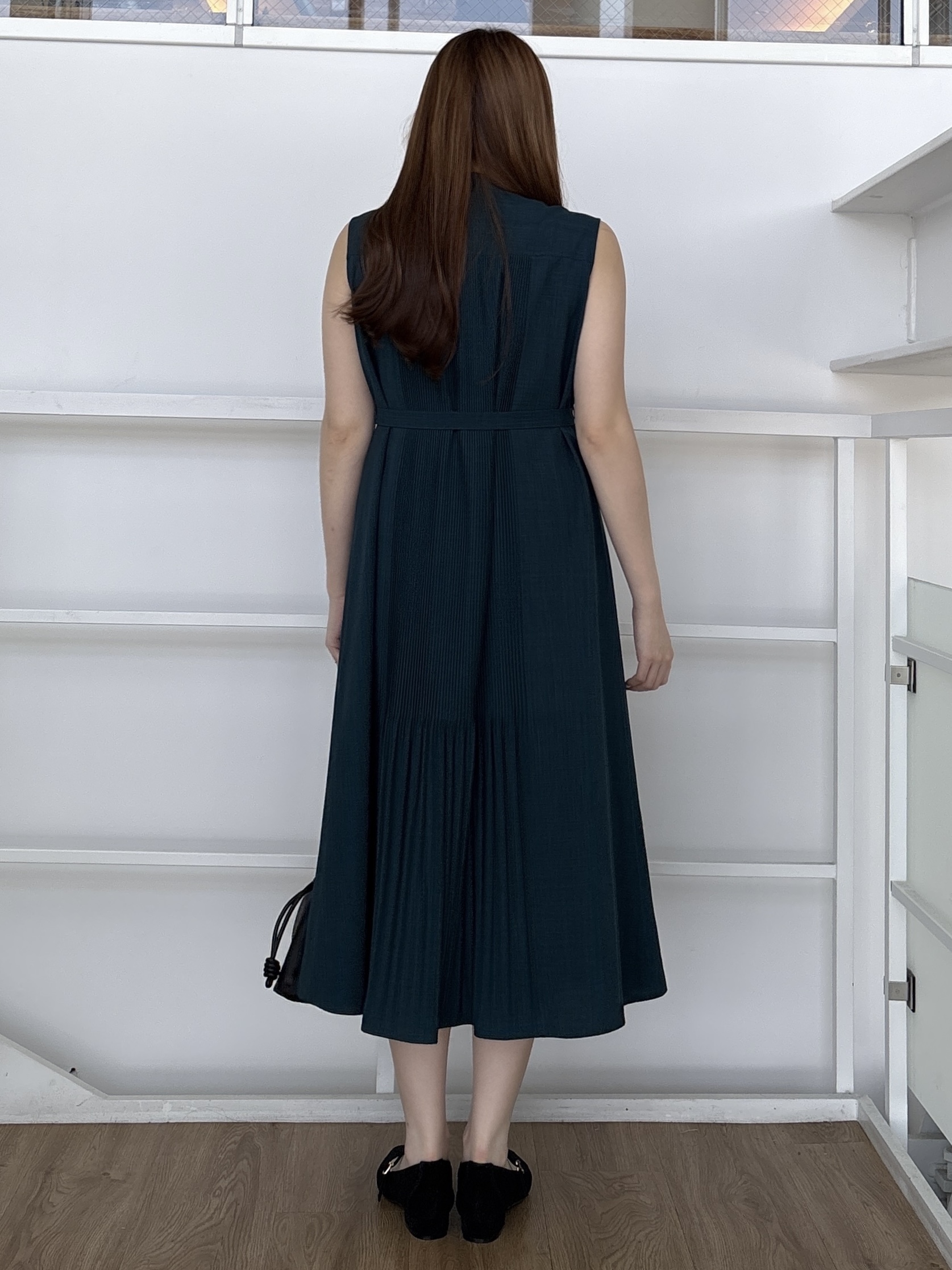 sayaさんの「grove｜【低身長さんも選べる着丈・洗濯機◎】プリーツベルトワンピース」を使ったコーディネート
