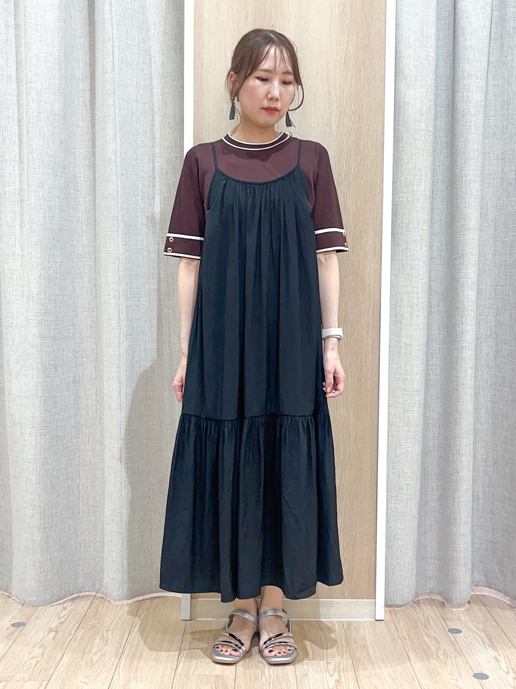 みーちゃんさんの「grove｜新色追加！【シリーズ累計36万枚/名品ニット】やわらかドライタッチ 袖メッシュ編みニット」を使ったコーディネート