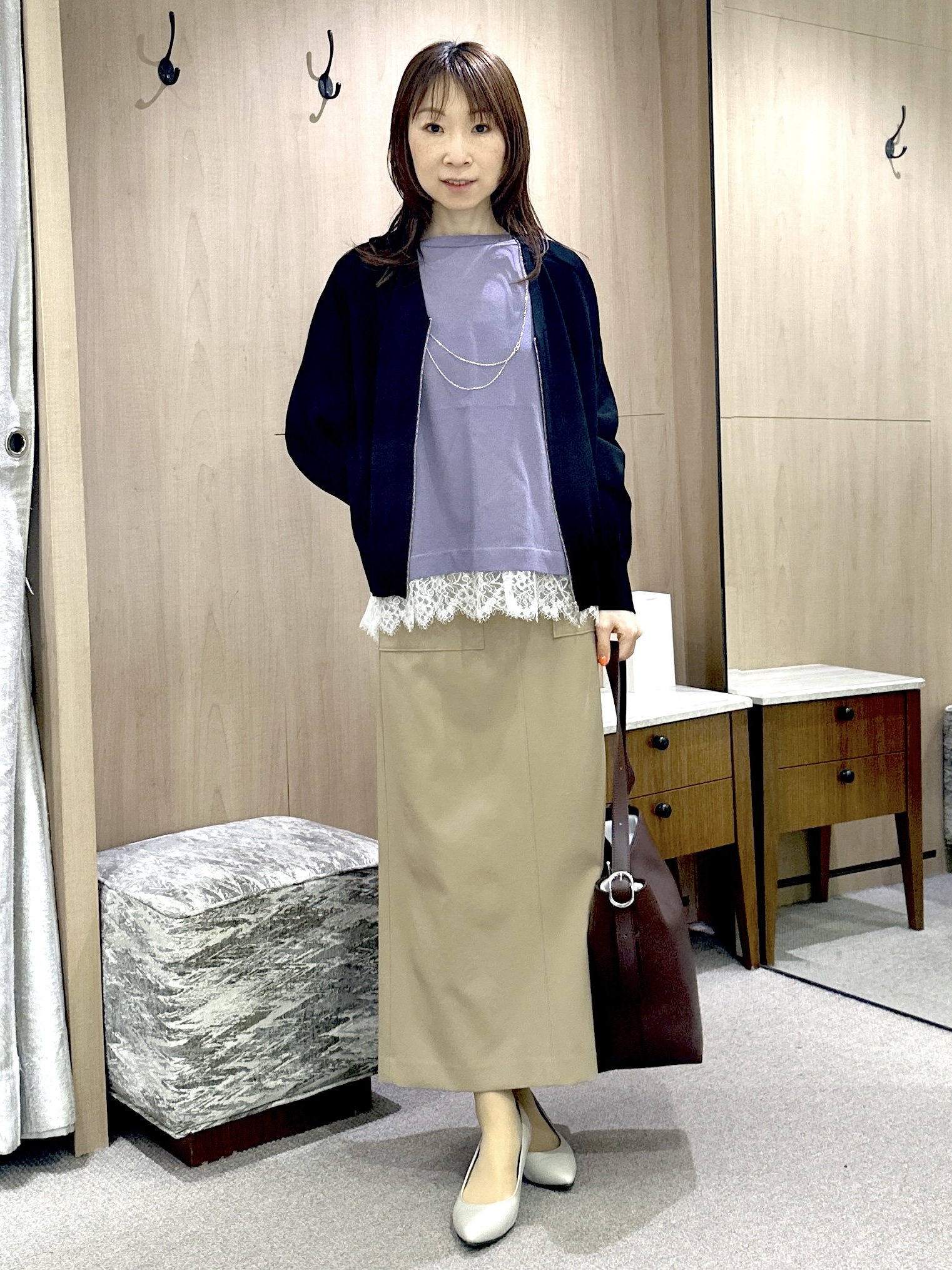 Miwaさんの「UNTITLED｜レースドッキングニットプルオーバー」を使ったコーディネート
