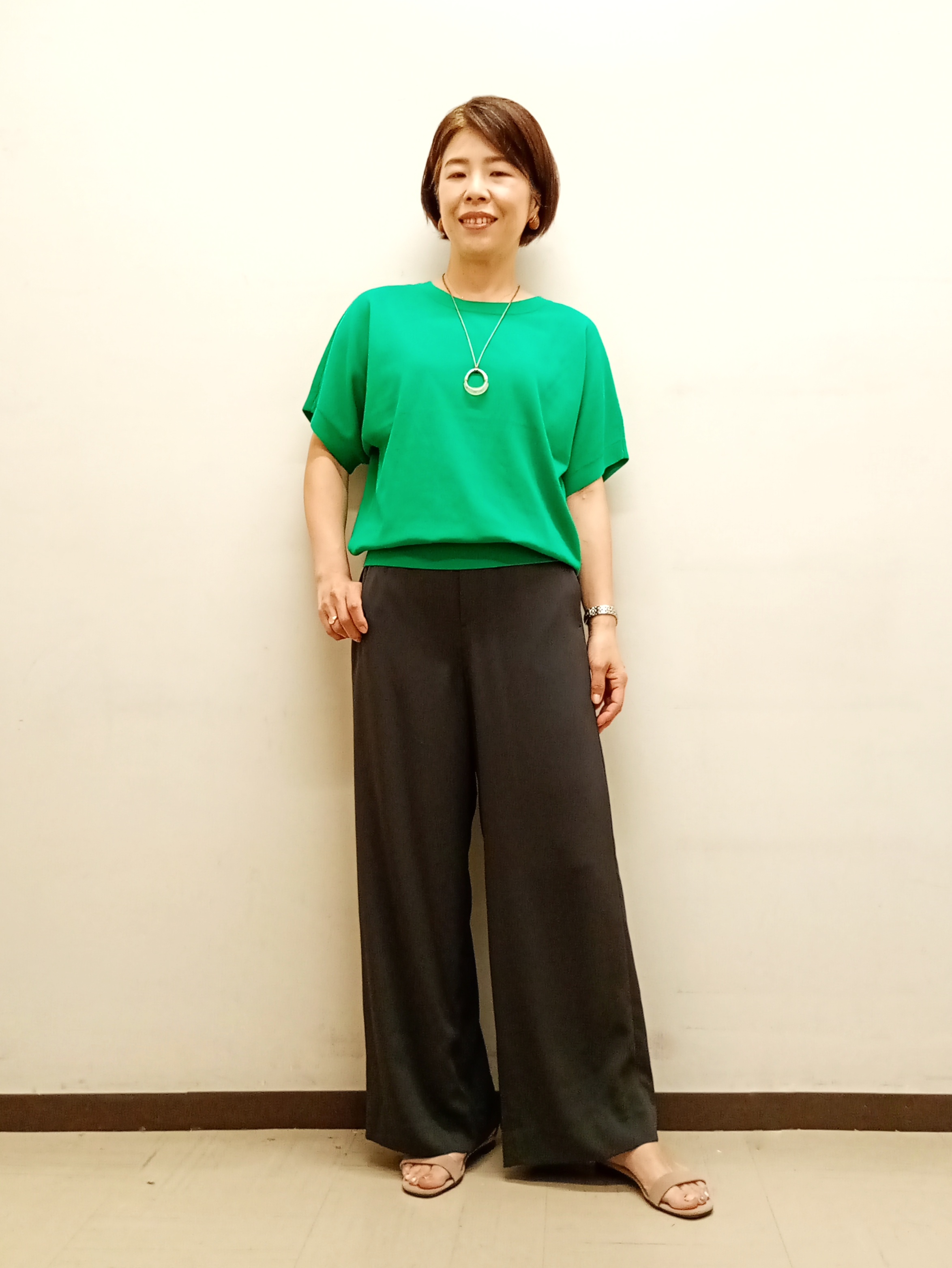 Kさんの「INDIVI｜【洗える／コットン】ドライタッチさらりニットT」を使ったコーディネート