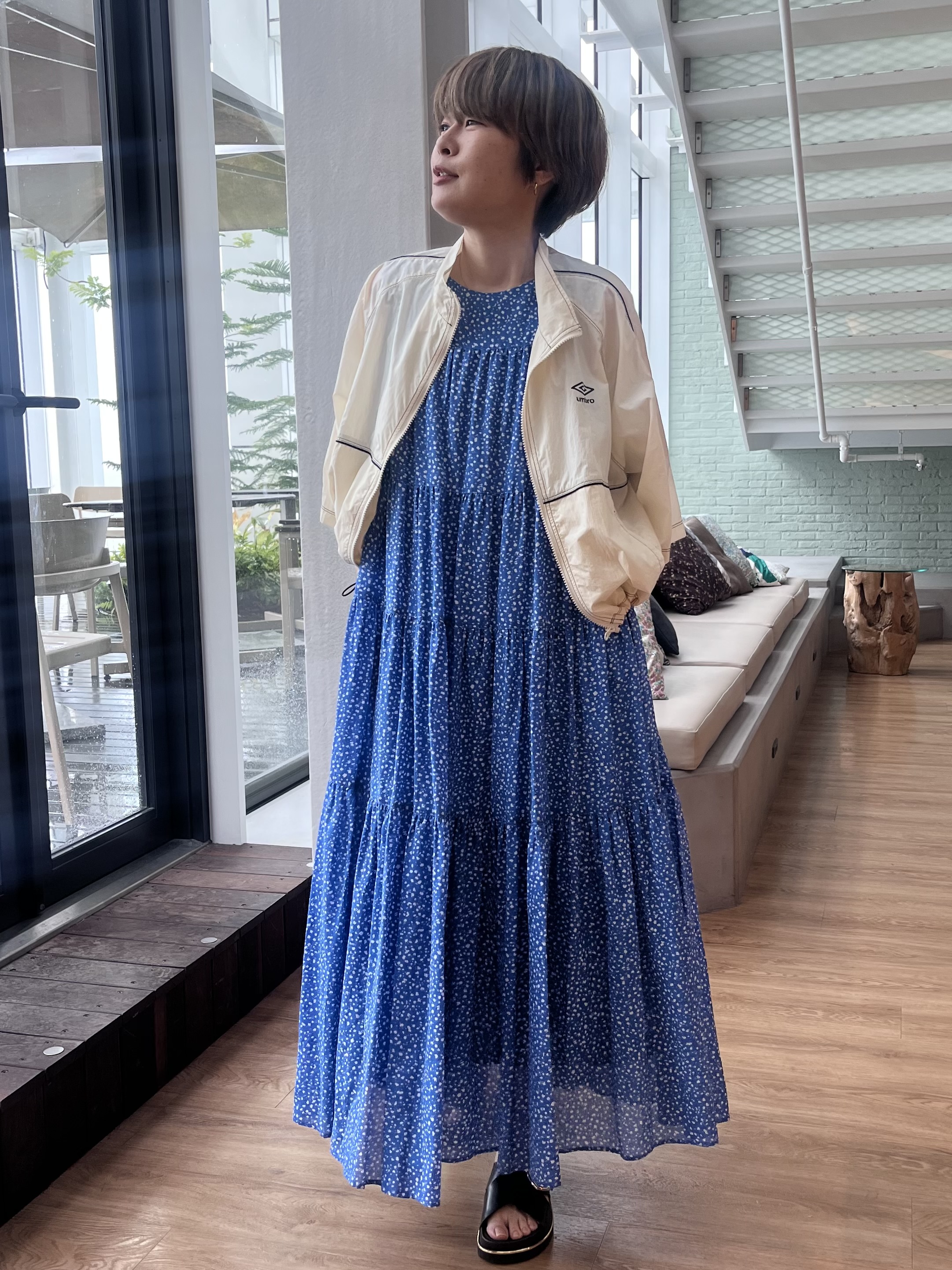 Mariko.Sさんの「OPAQUE.CLIP｜◆【umbro／アンブロ】シアーナイロン5分袖ZIPアップブルゾン」を使ったコーディネート