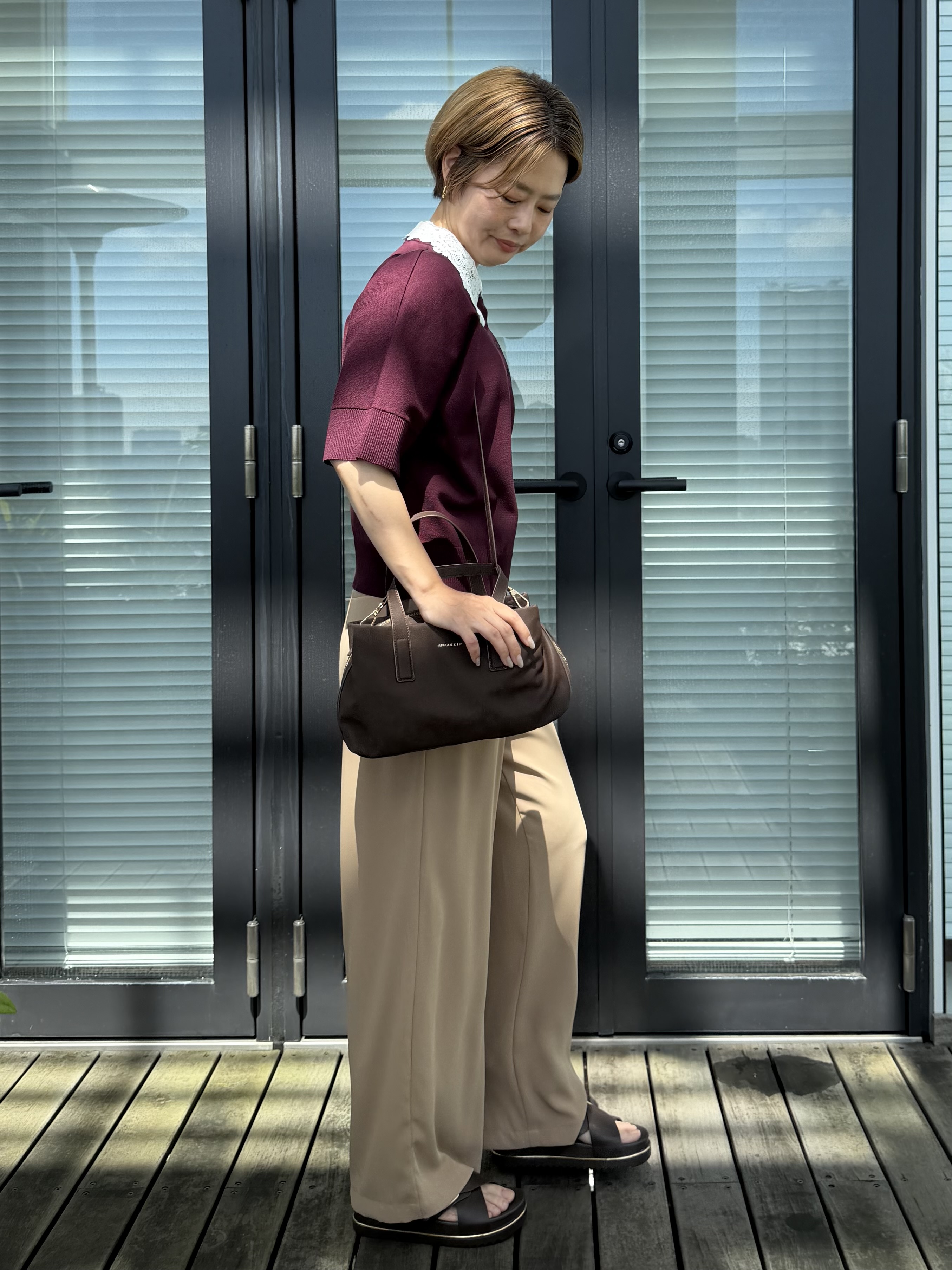 Mariko.Sさんの「OPAQUE.CLIP｜とろみイージーワイドパンツ【防シワ／洗濯機OK】」を使ったコーディネート