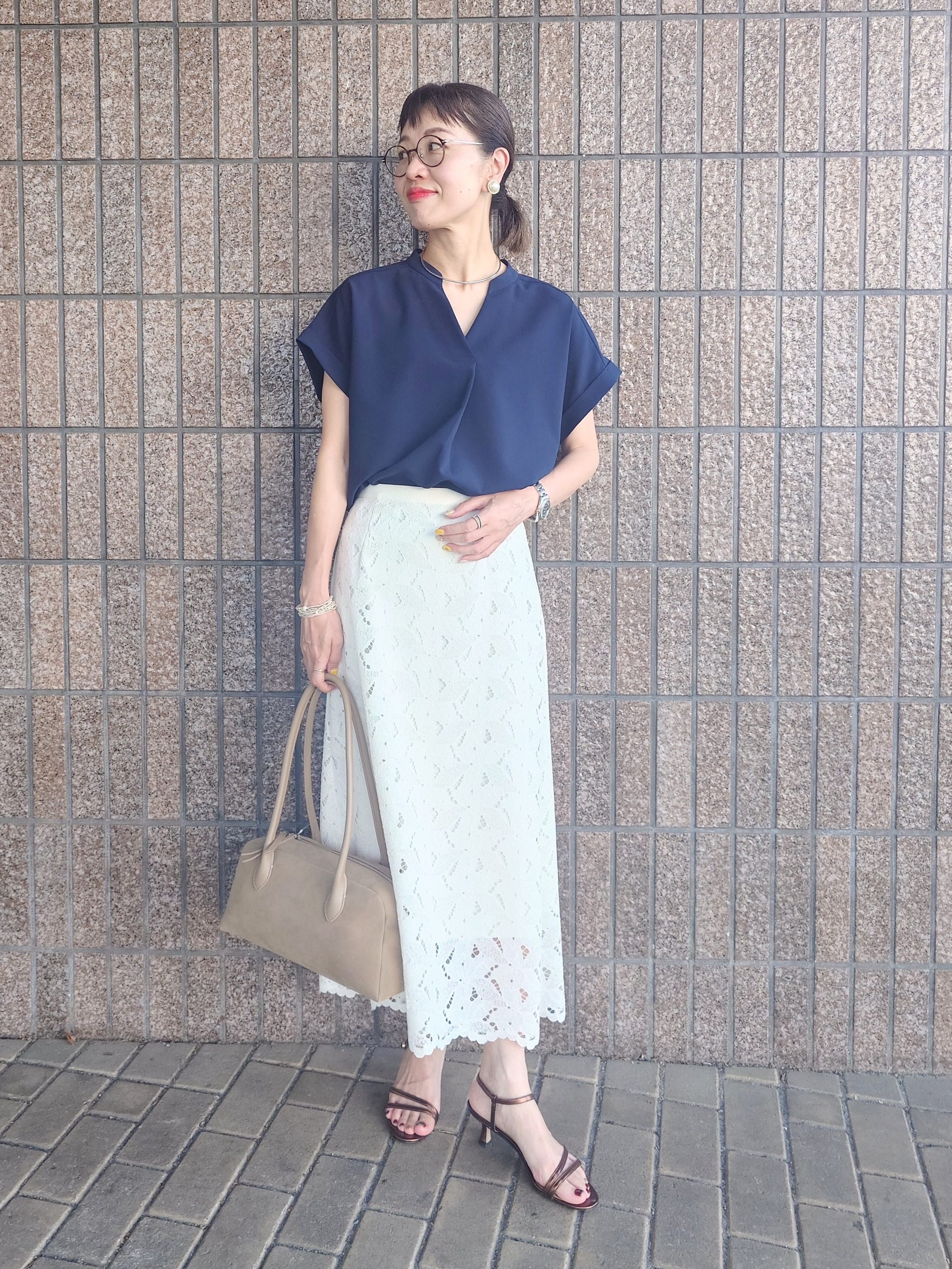 MUTSUKOさんの「UNTITLED｜【セットアップ可/通気性/UVカット】エアリークールブラウス」を使ったコーディネート