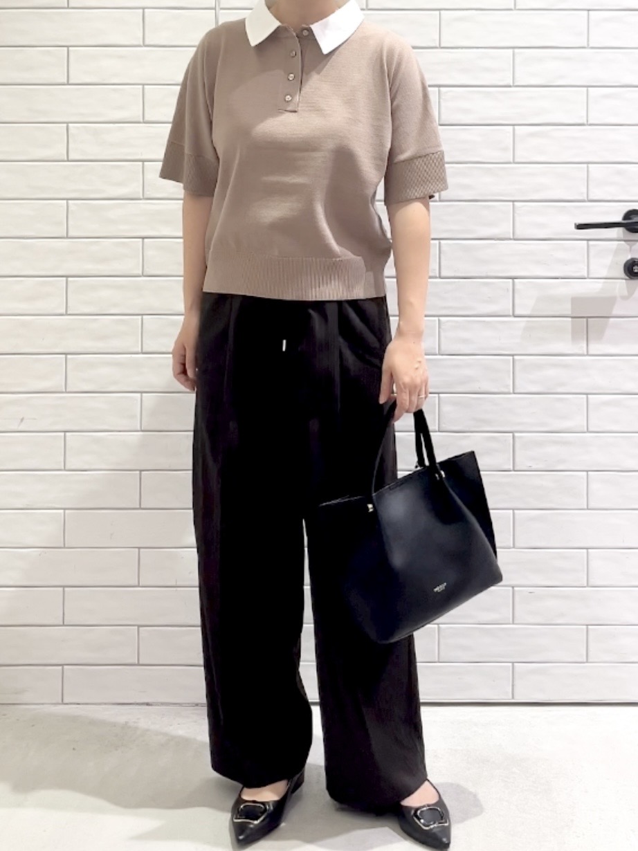 しおりさんの「OPAQUE.CLIP｜2WAY衿ドッキングニット《洗濯機OK》」を使ったコーディネート