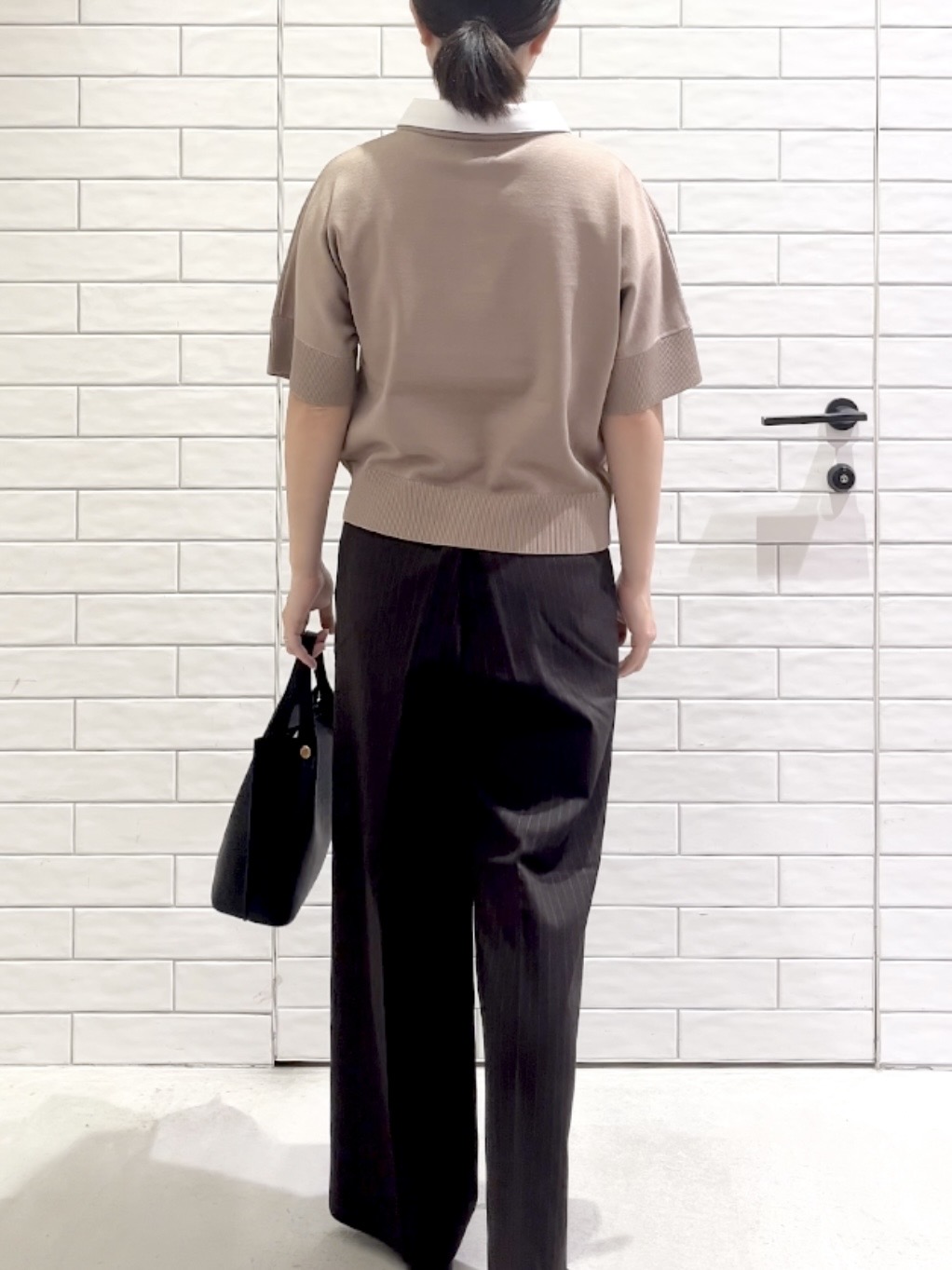 しおりさんの「OPAQUE.CLIP｜2WAY衿ドッキングニット《洗濯機OK》」を使ったコーディネート