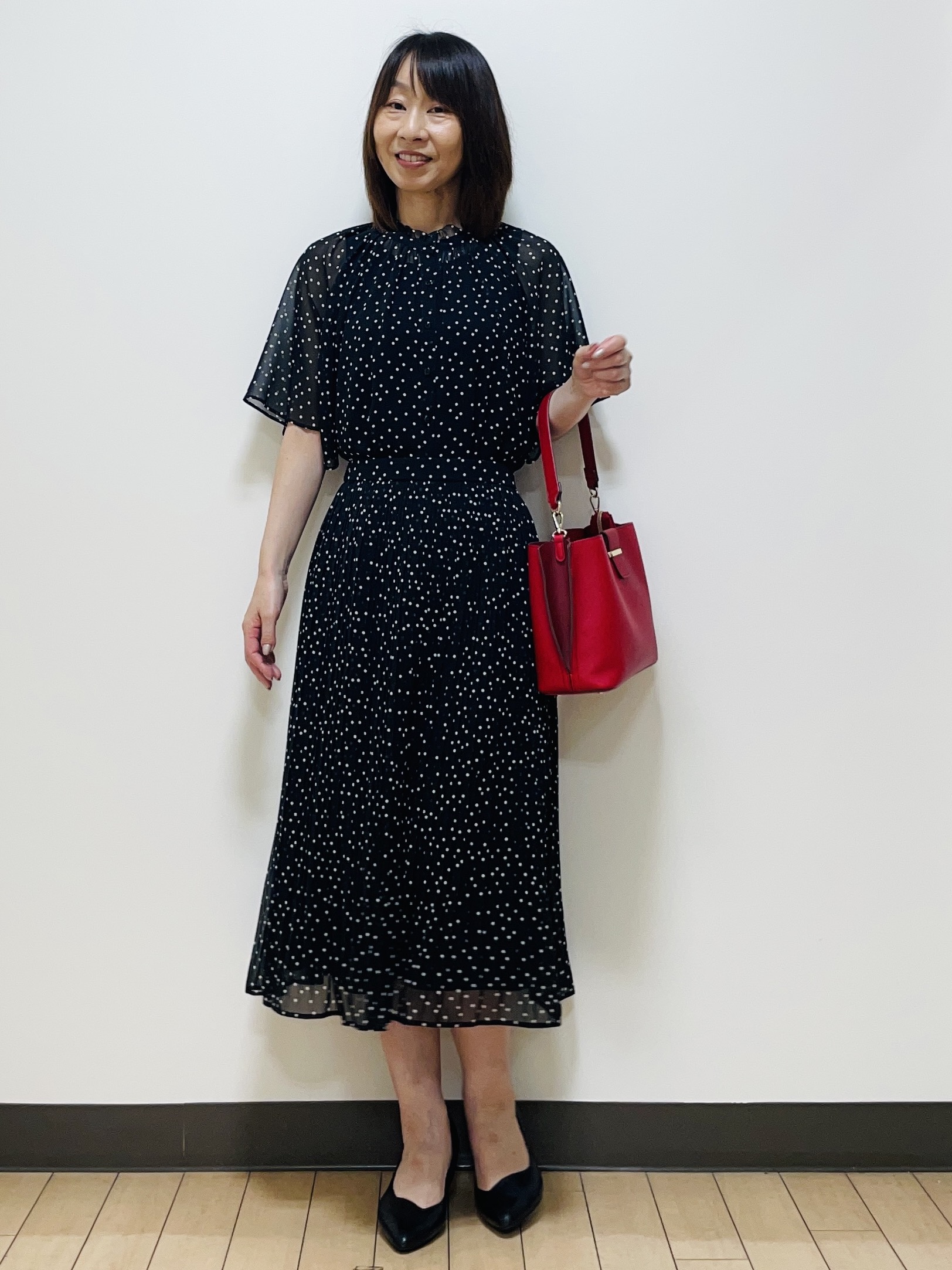 Riiさんの「Reflect｜【セットアップ／手洗い可】ドット柄シアーブラウス」を使ったコーディネート