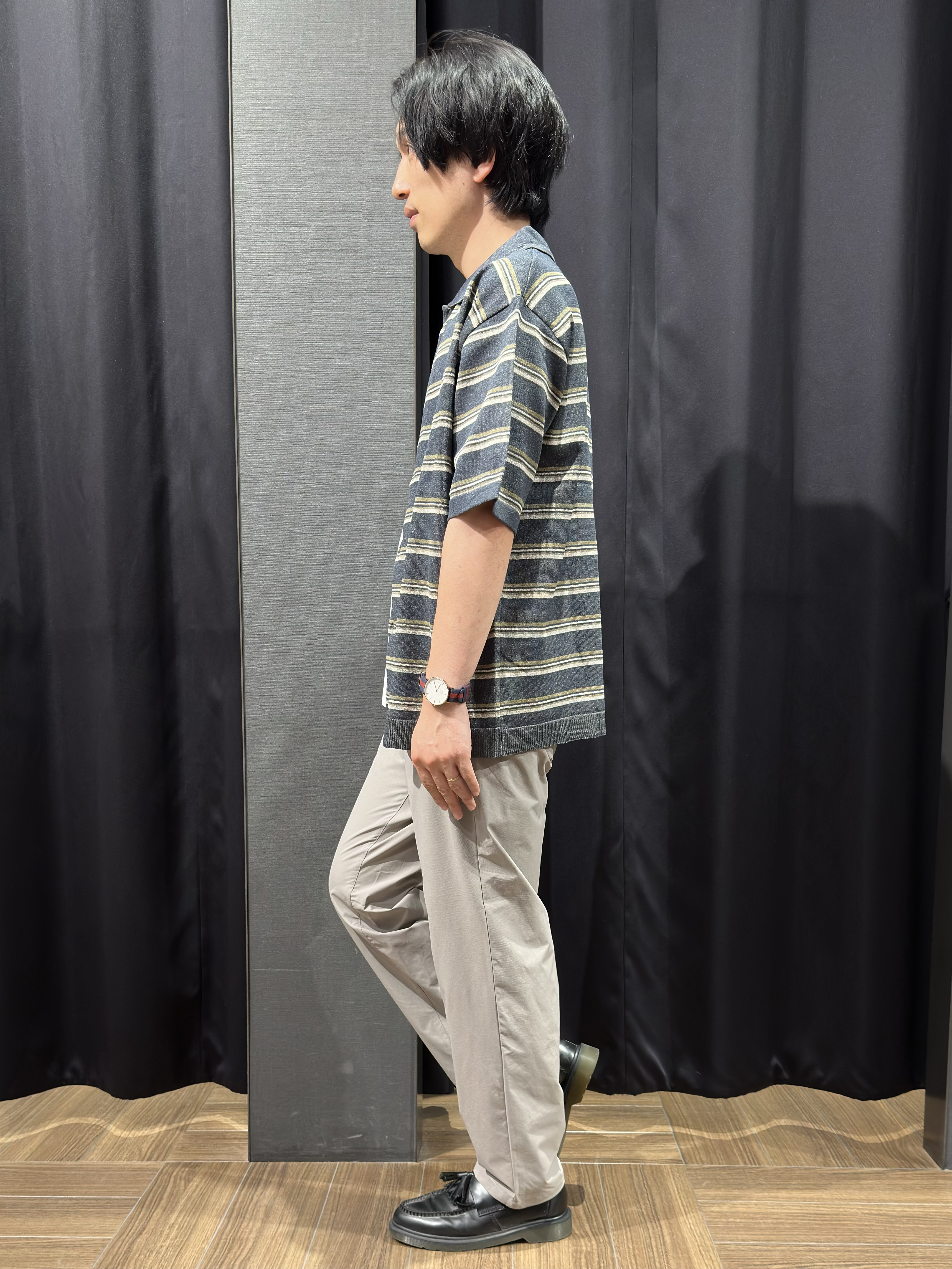 tomoyaさんの「THE SHOP TK｜【抗菌防臭／UVカット／洗濯機OK】和紙混 半袖ニットシャツ」を使ったコーディネート