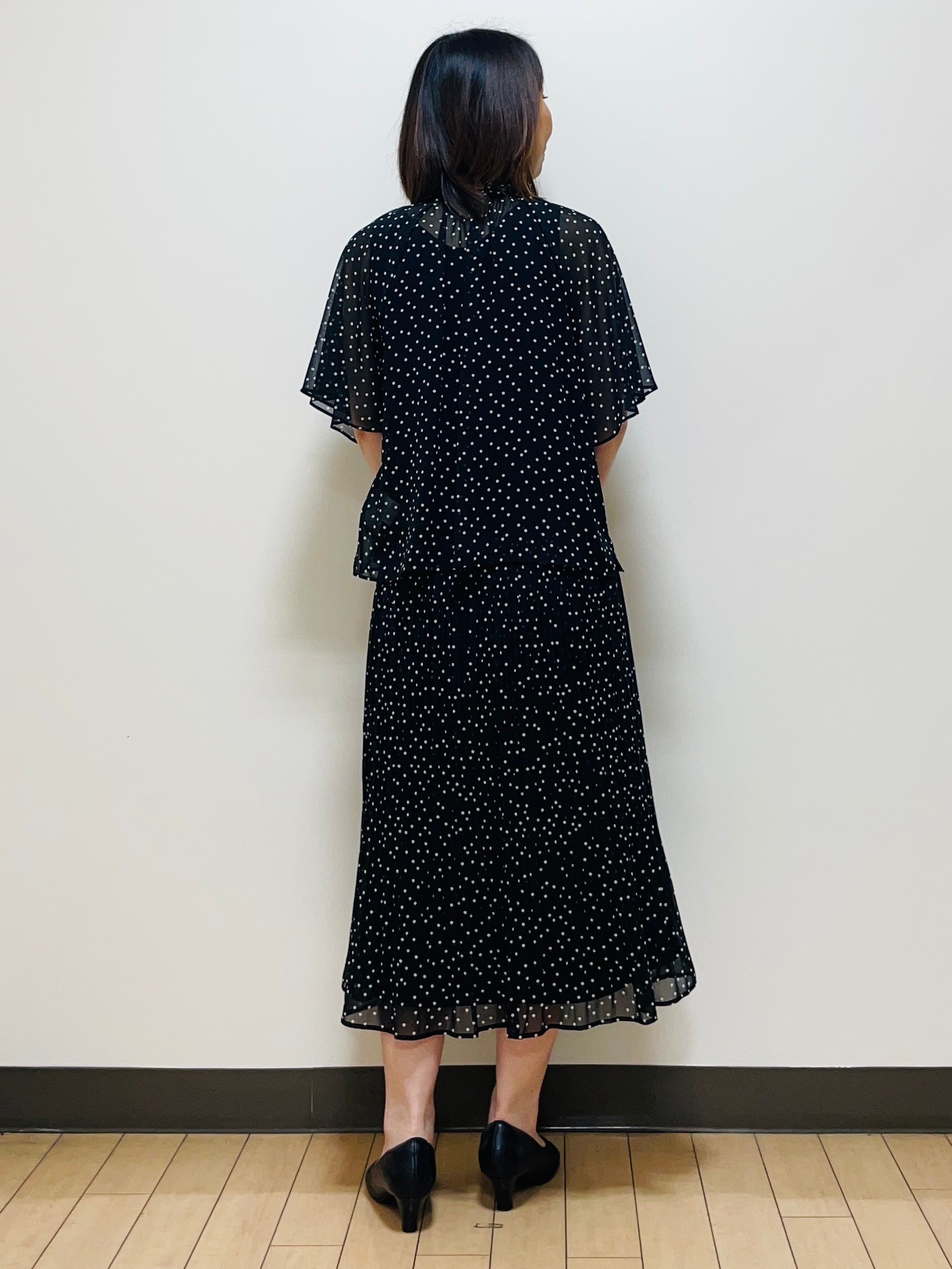 Riiさんの「Reflect｜【セットアップ／手洗い可】ドット柄シアーブラウス」を使ったコーディネート