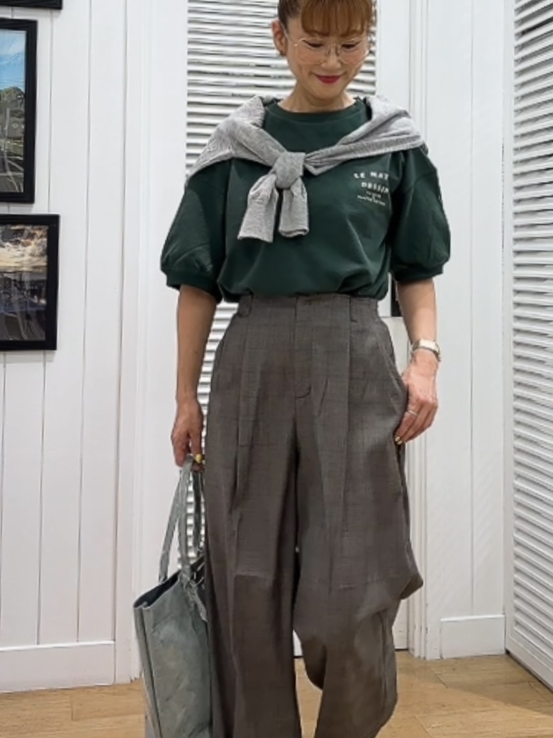 Yasucoさんの「Dessin｜ハーフスリーブロゴプルオーバー」を使ったコーディネート