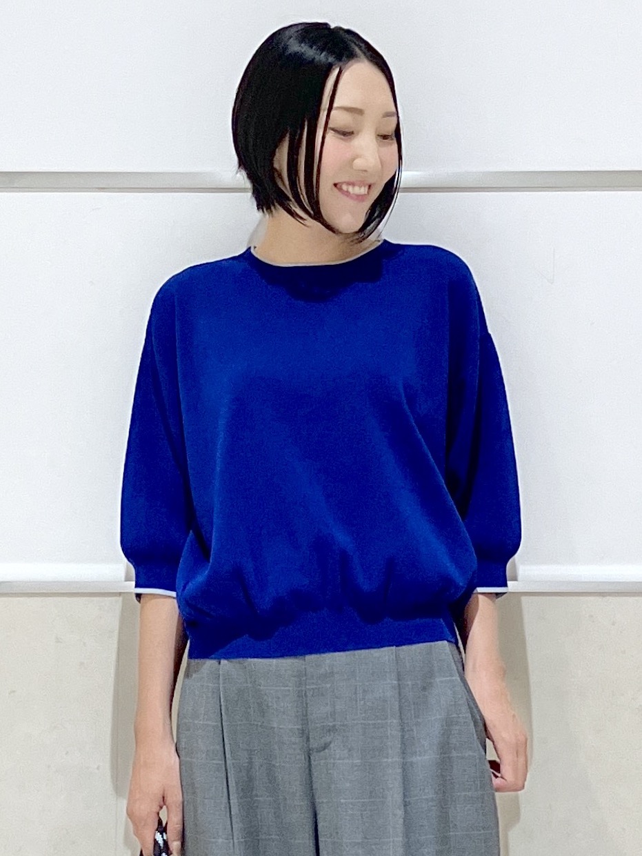 eriko さんの「Dessin｜【UVカット/マシンウォッシャブル】6分袖配色ニット」を使ったコーディネート