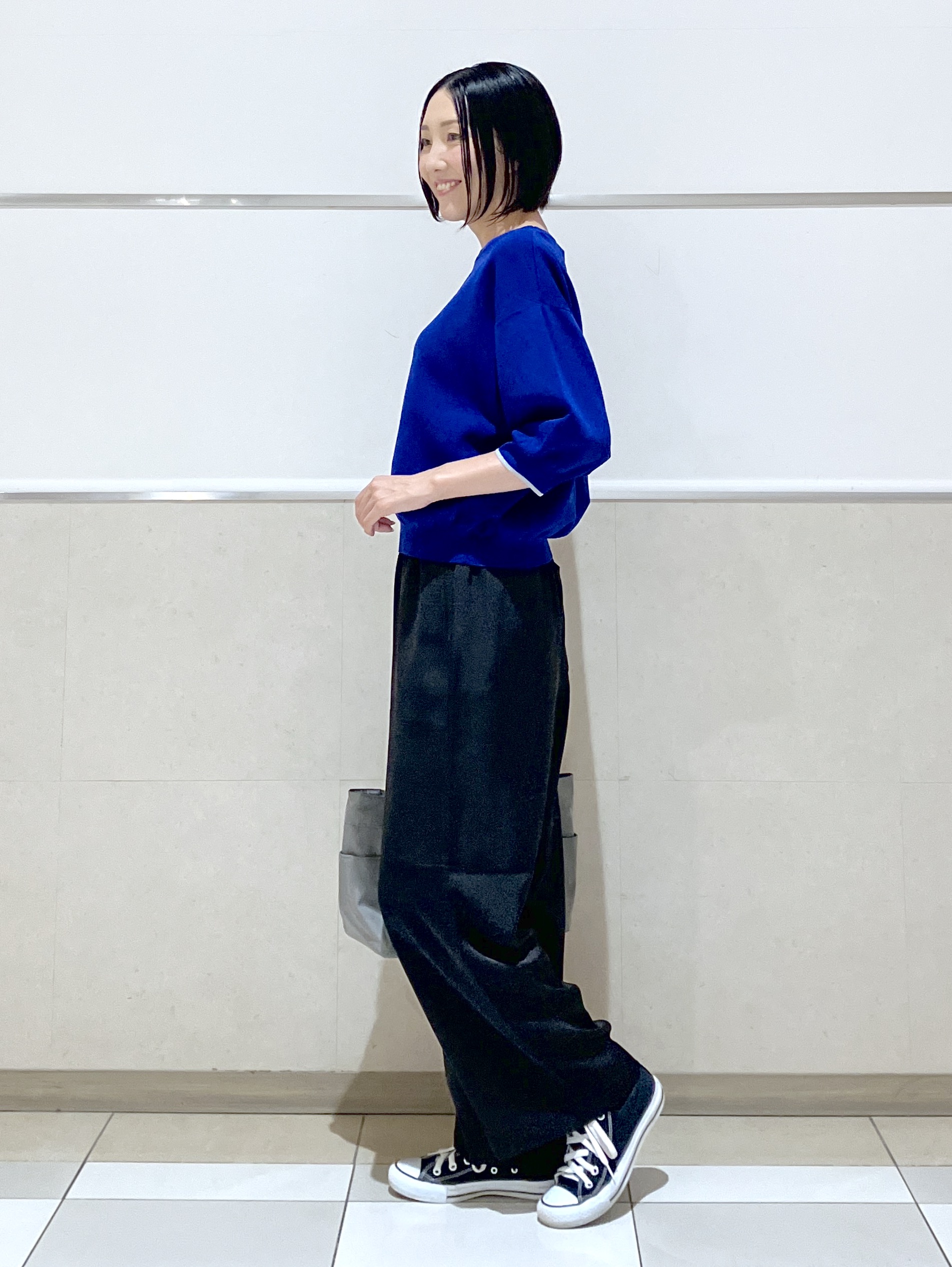 eriko さんの「Dessin｜【UVカット/マシンウォッシャブル】6分袖配色ニット」を使ったコーディネート