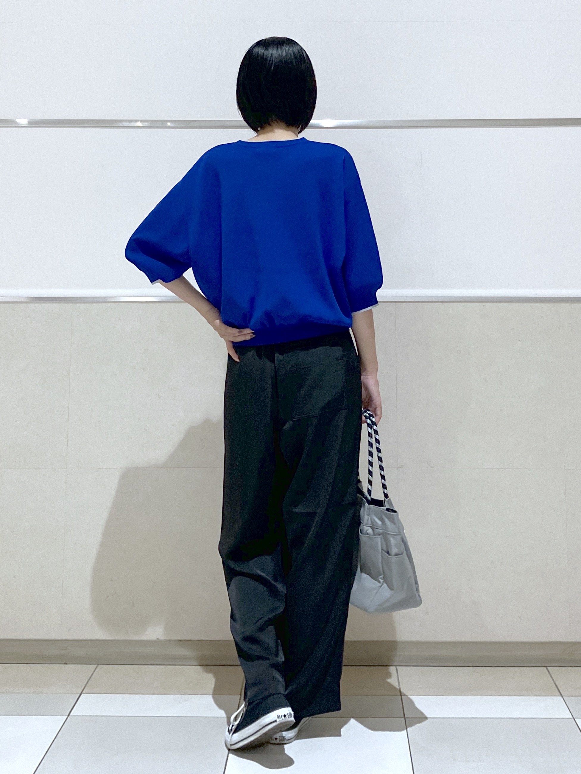 eriko さんの「Dessin｜【UVカット/マシンウォッシャブル】6分袖配色ニット」を使ったコーディネート