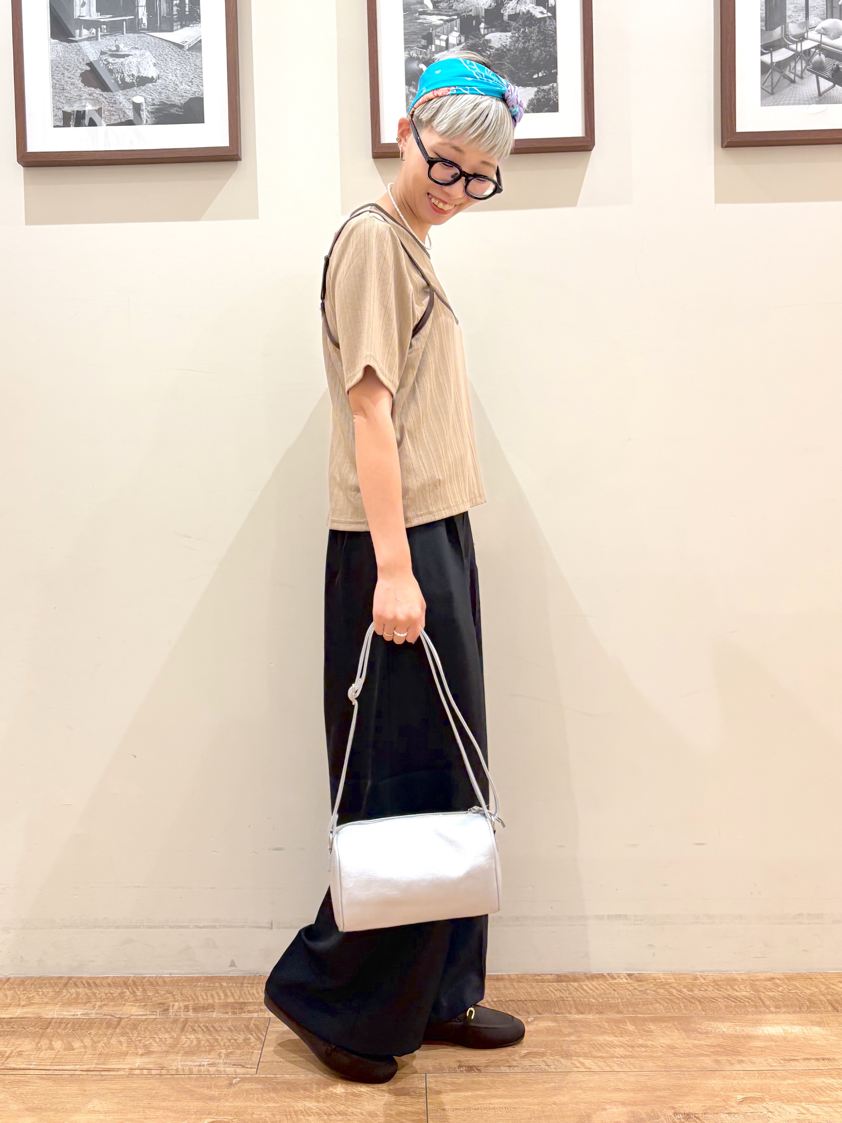 Ayumiさんの「SHOO･LA･RUE｜【2点セット】ランダムテレコで細見え  配色使いTシャツ+キャミソール」を使ったコーディネート