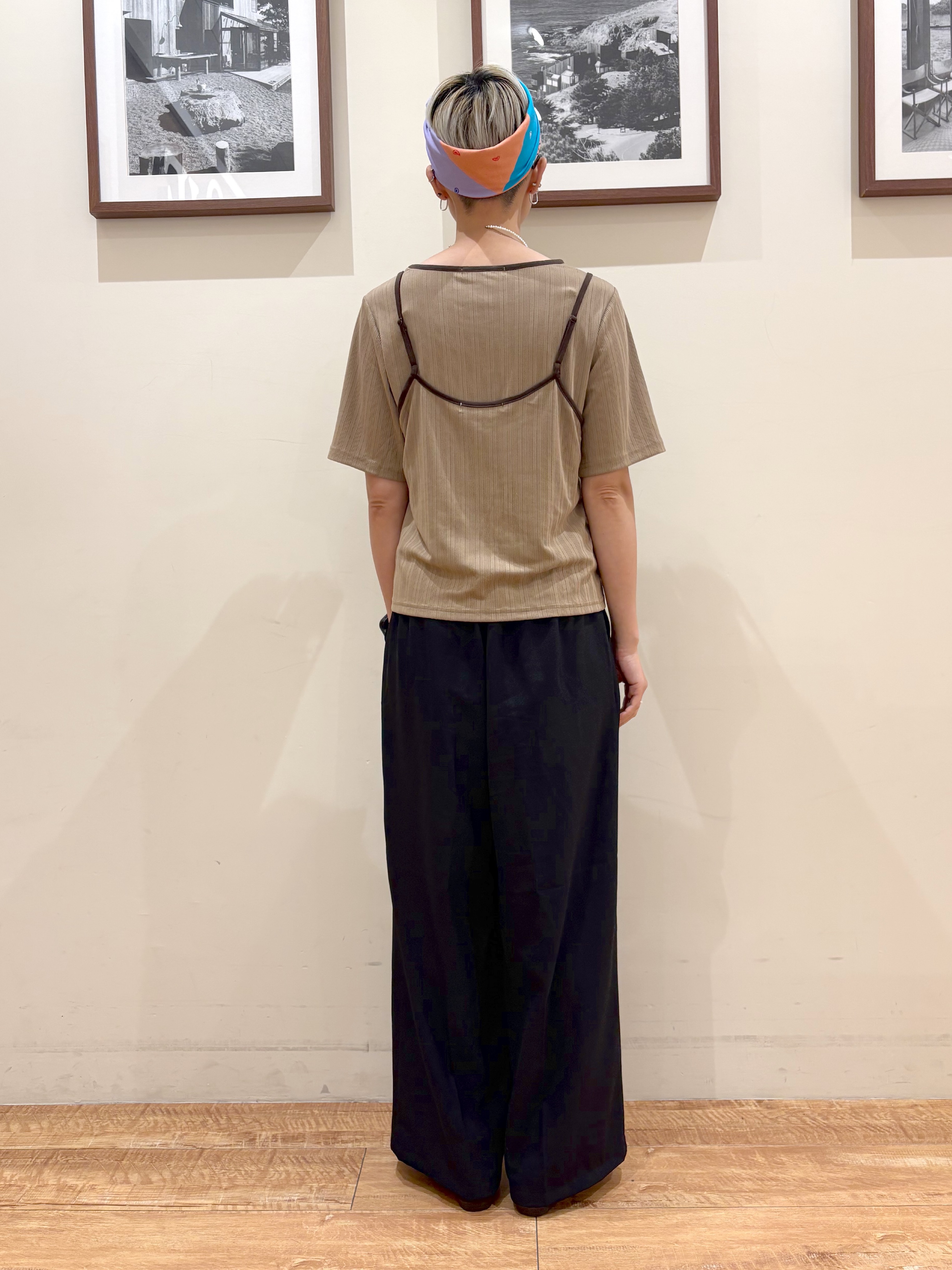 Ayumiさんの「SHOO･LA･RUE｜【2点セット】ランダムテレコで細見え  配色使いTシャツ+キャミソール」を使ったコーディネート