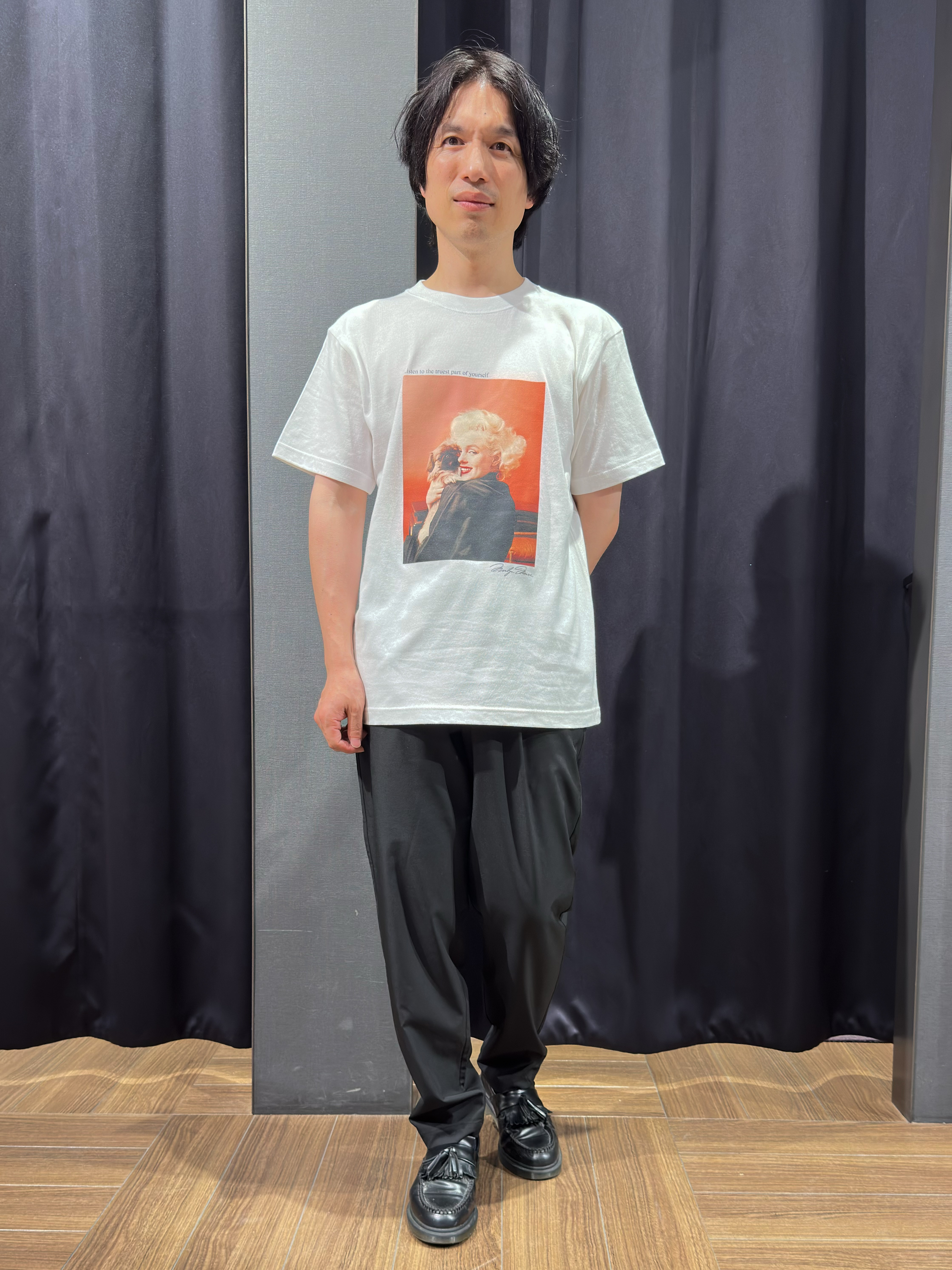 tomoyaさんの「THE SHOP TK｜別注マリリン・モンロー / グラフィック半袖Tシャツ」を使ったコーディネート