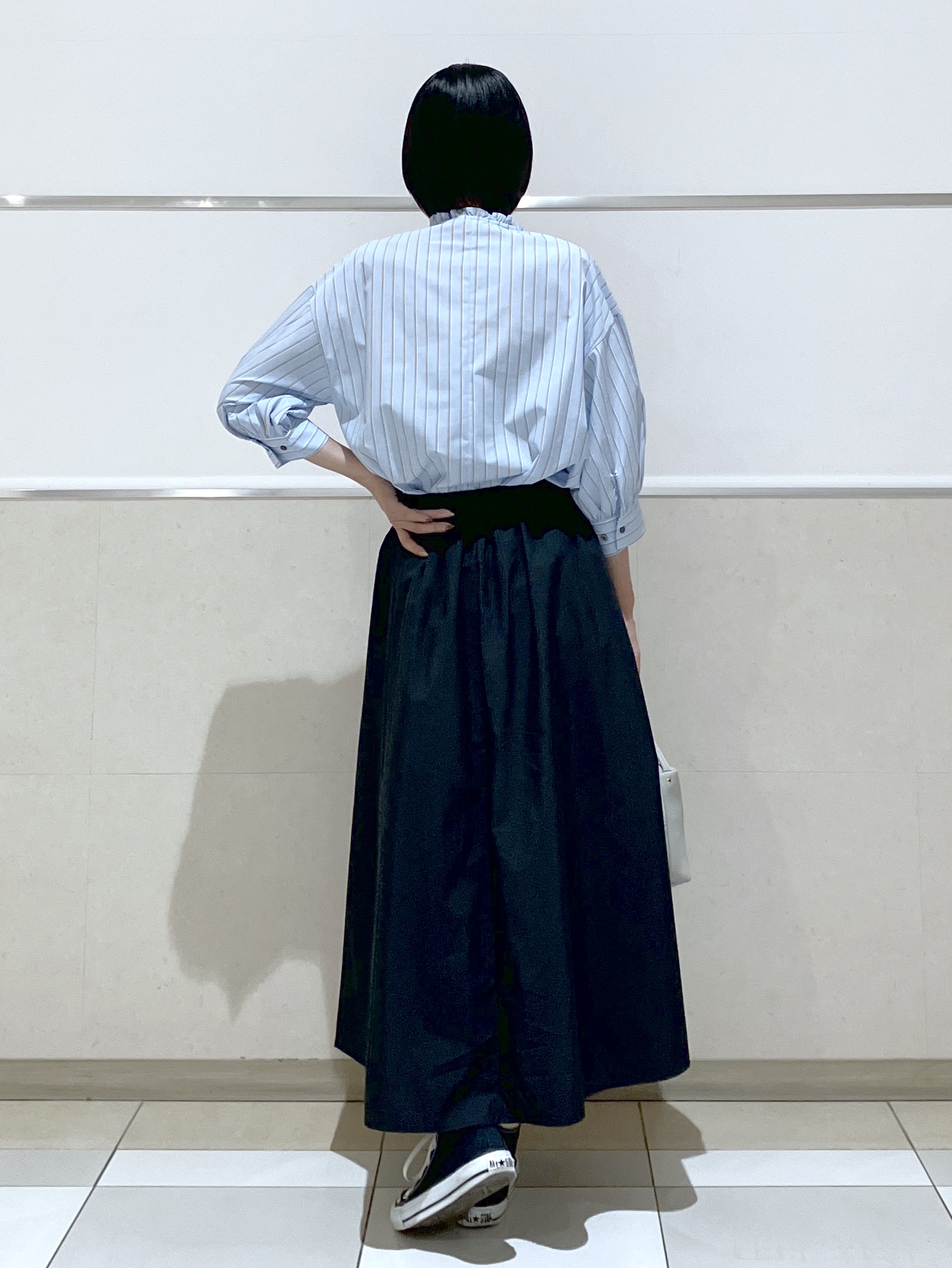 eriko さんの「Dessin｜【UVカット】ストライプフリルブラウス6分袖」を使ったコーディネート