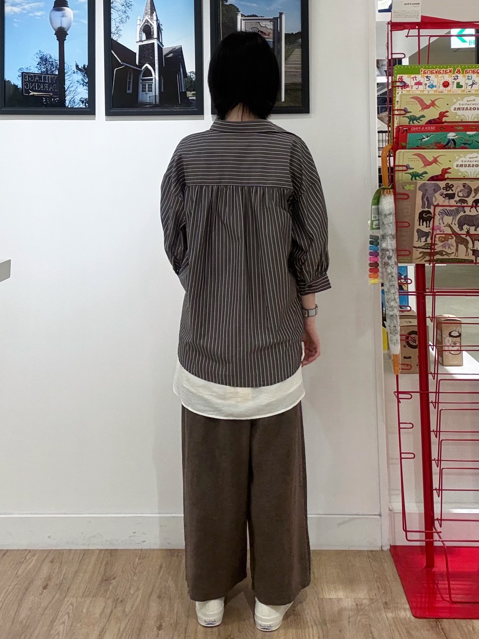 三浦りおんさんの「Dessin｜【UVカット】ギャザースリーブストライプシャツ6分袖」を使ったコーディネート
