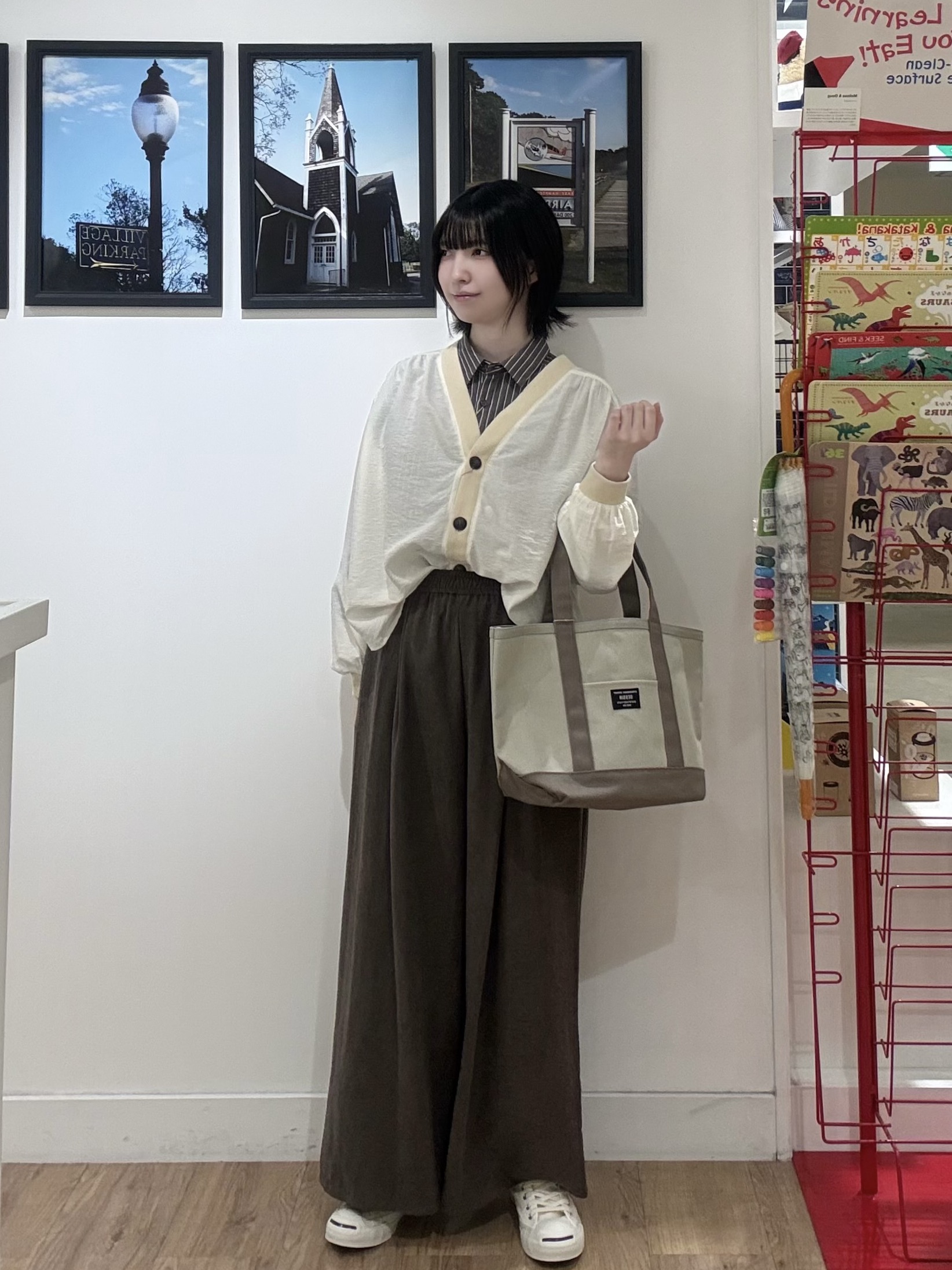 三浦りおんさんの「Dessin｜【UVカット】ギャザースリーブストライプシャツ6分袖」を使ったコーディネート