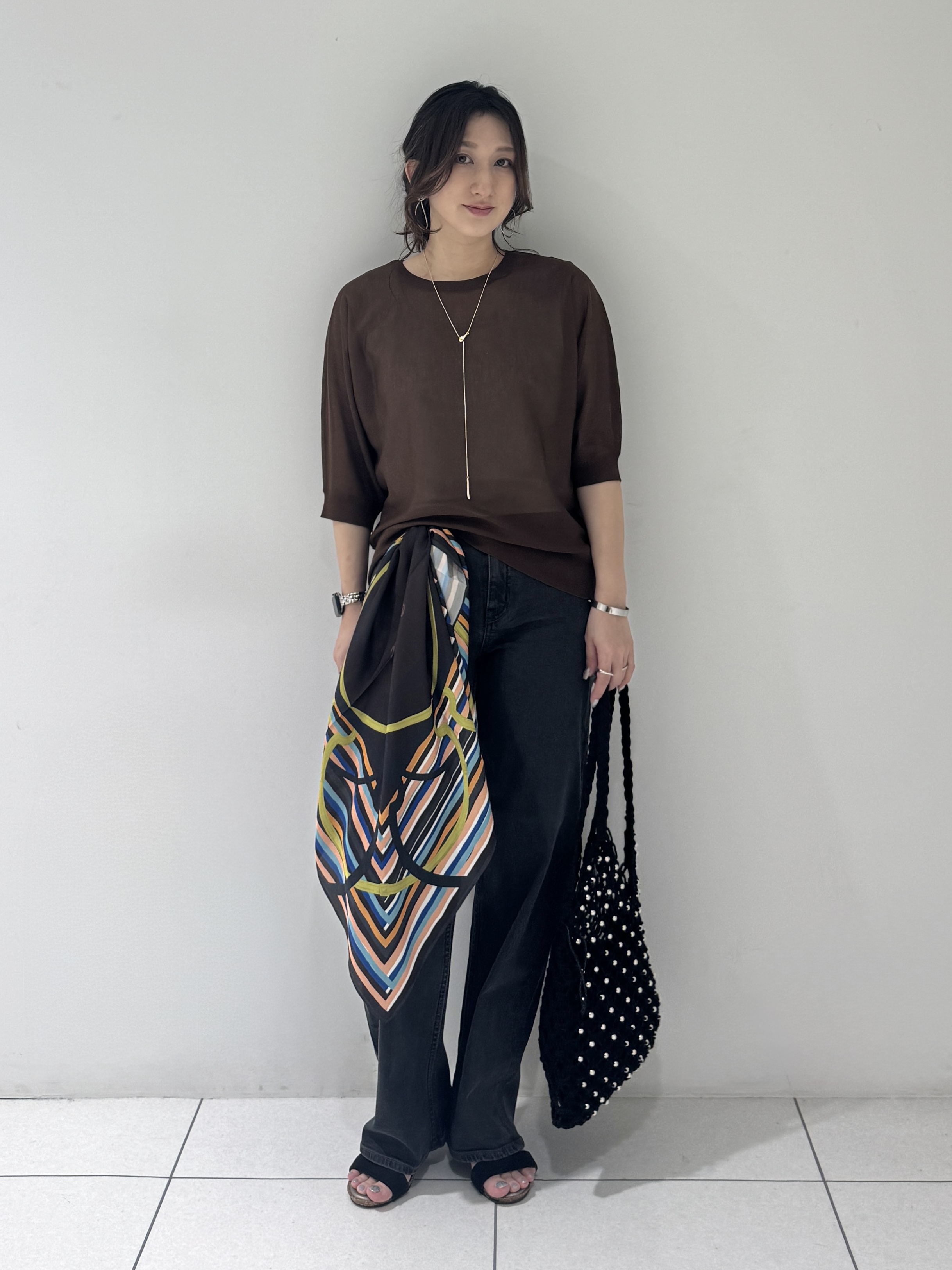 そんさんの「INDIVI｜【体型カバー／洗える】シアードルマンニット」を使ったコーディネート
