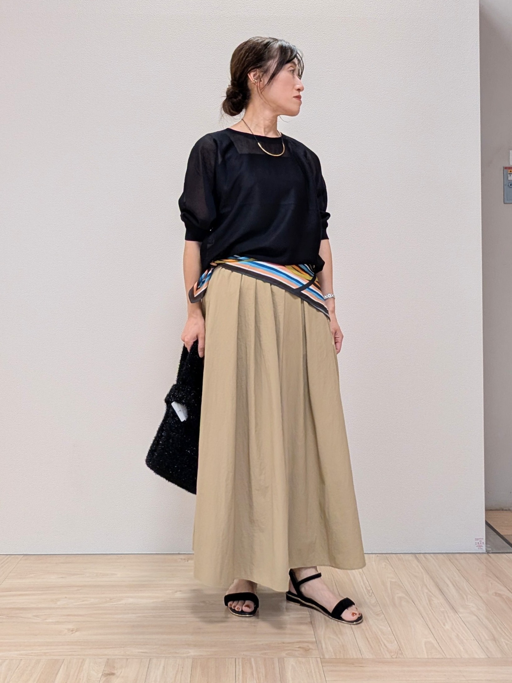 Rieさんの「UNTITLED｜【体型カバー／洗える】シアードルマンニット」を使ったコーディネート