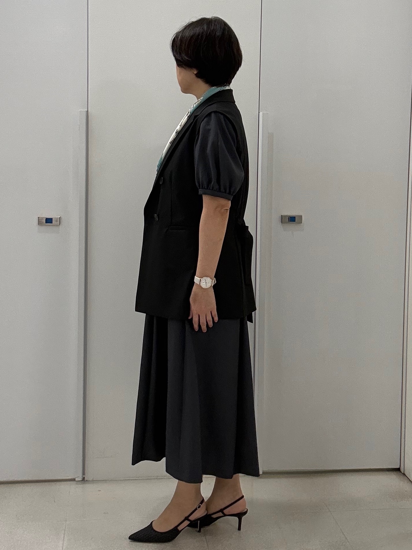 hIさんの「COUP DE CHANCE｜【手洗い可／日本製】サックワンピース」を使ったコーディネート