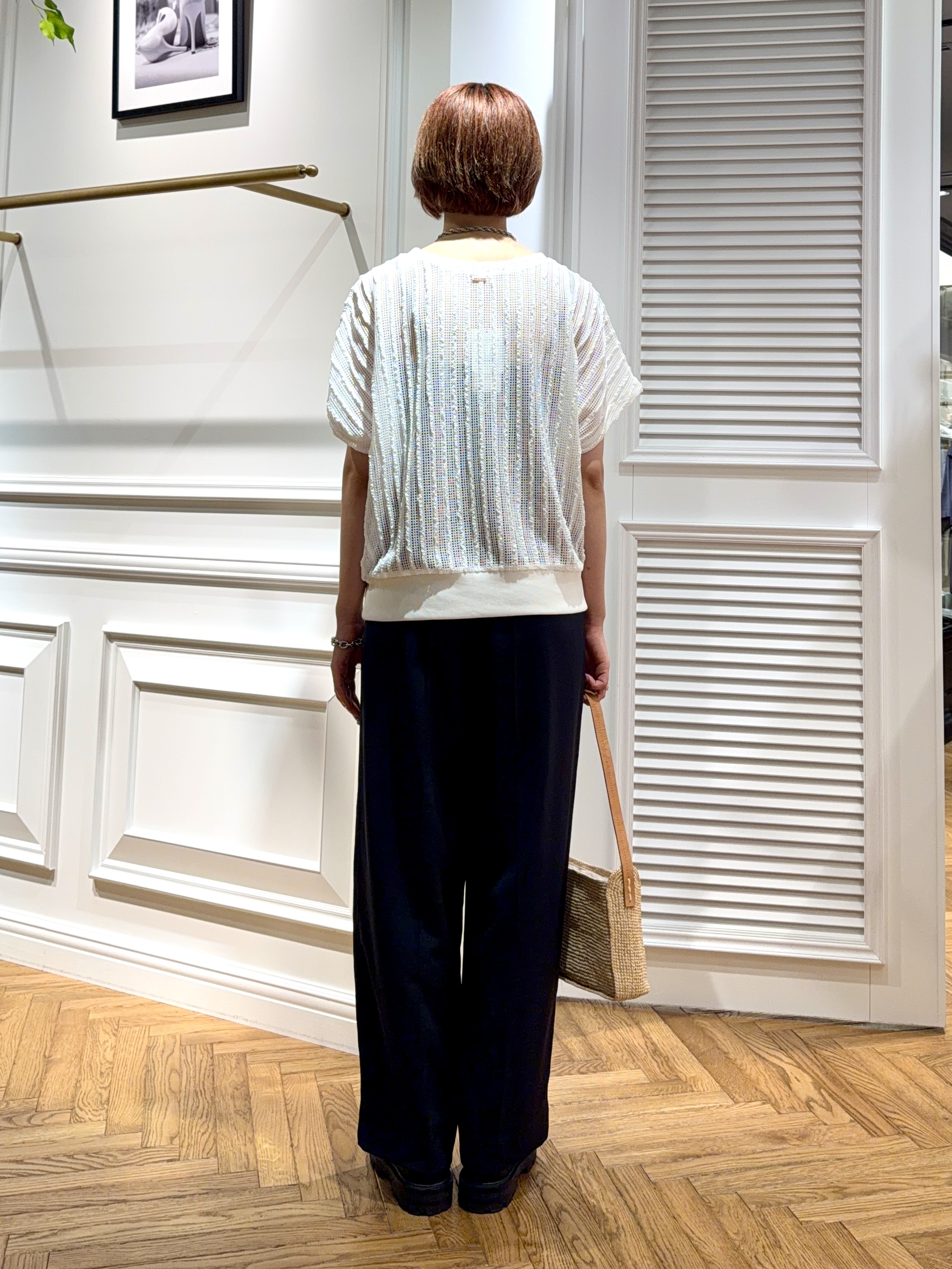 renaさんの「DRESSTERIOR｜【体型カバー/日除け】ドルマンスリーブ シアーメッシュプルオーバー」を使ったコーディネート