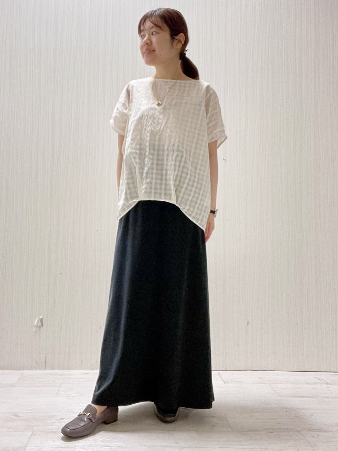 Mさんの「UNTITLED｜シアーチェックブラウス」を使ったコーディネート