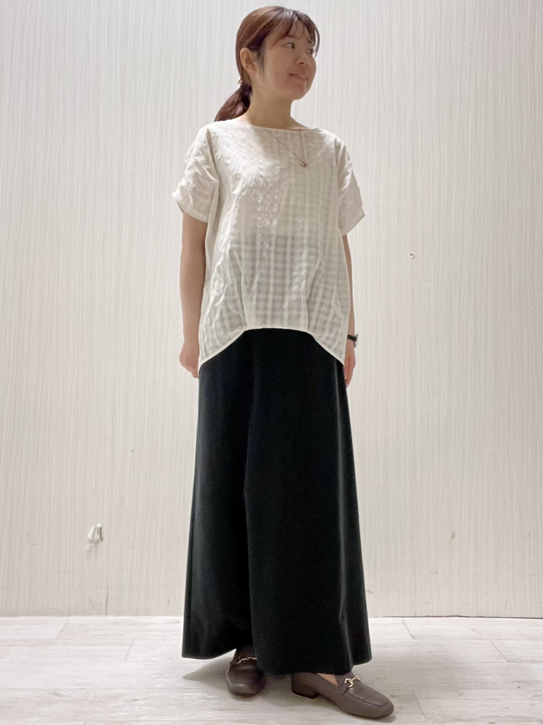 Mさんの「UNTITLED｜シアーチェックブラウス」を使ったコーディネート