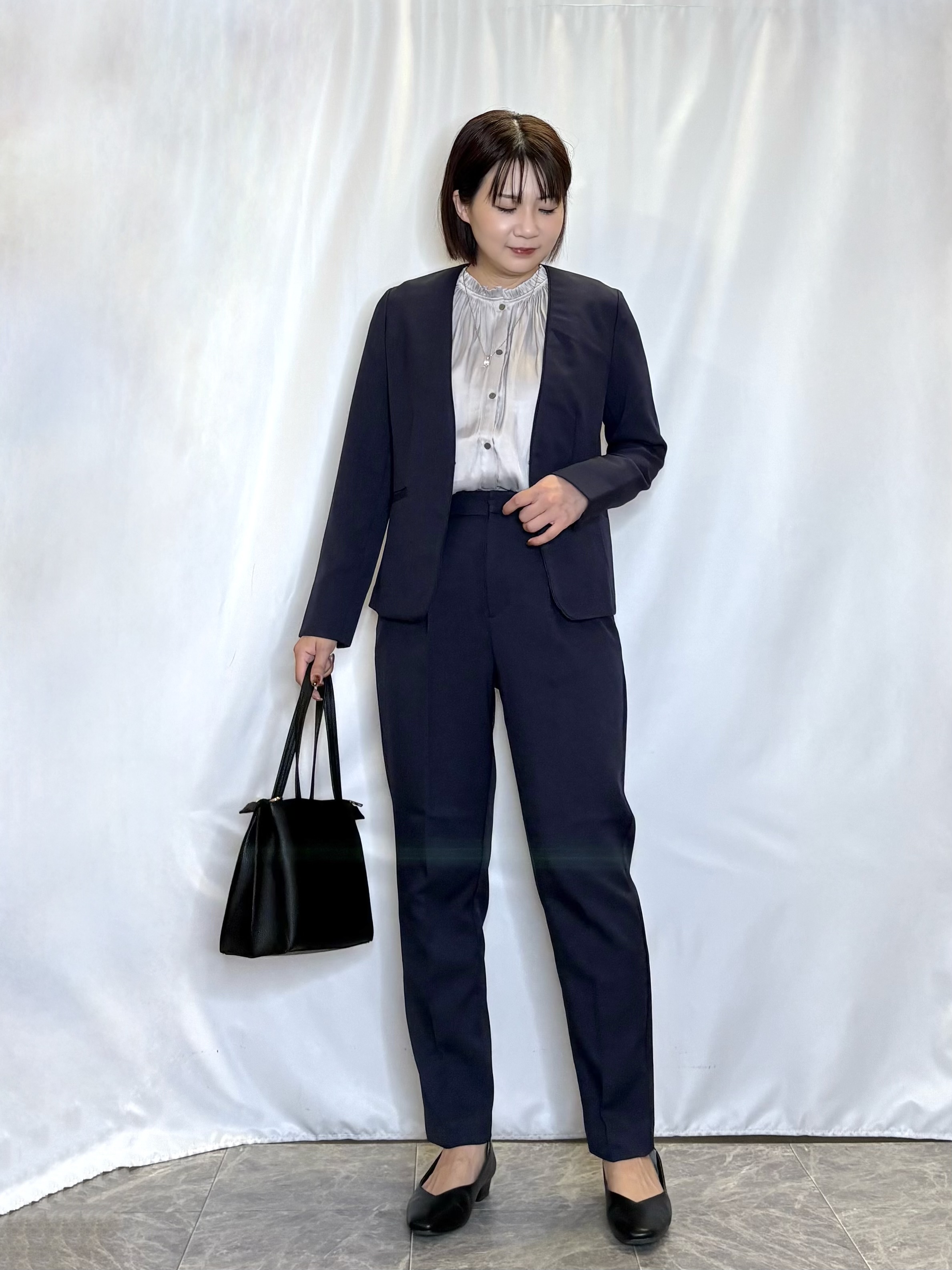 ネリさんの「SHOO･LA･RUE｜【セットアップ可/通勤/洗濯機可/SS-LL】女性らしく決まる カラーレスジャケット」を使ったコーディネート