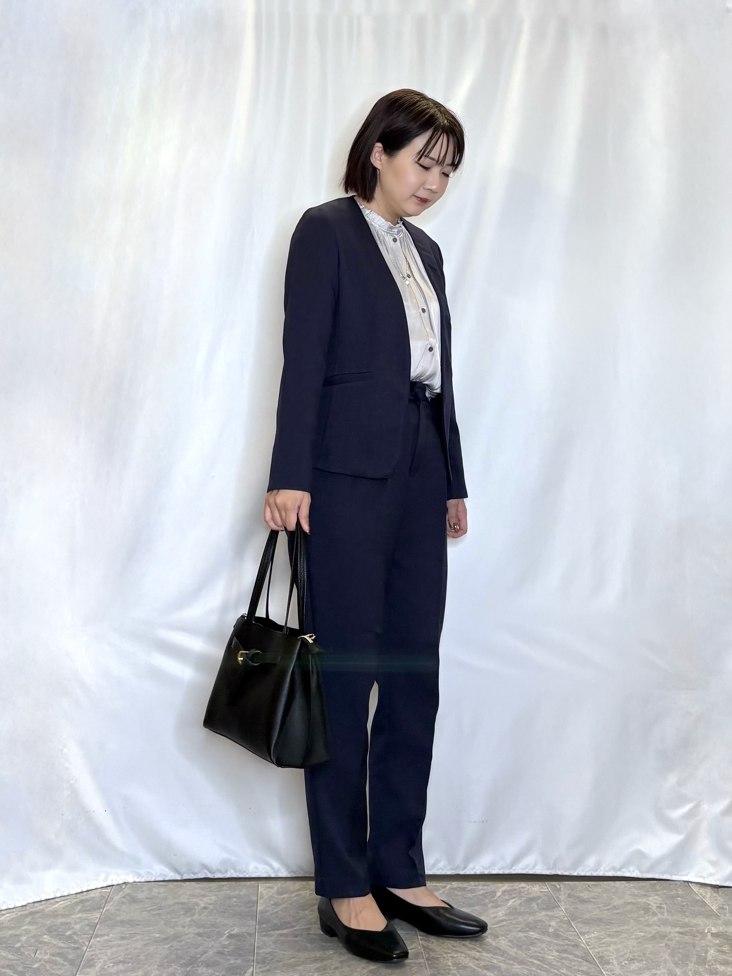 ネリさんの「SHOO･LA･RUE｜【セットアップ可/通勤/洗濯機可/SS-LL】女性らしく決まる カラーレスジャケット」を使ったコーディネート