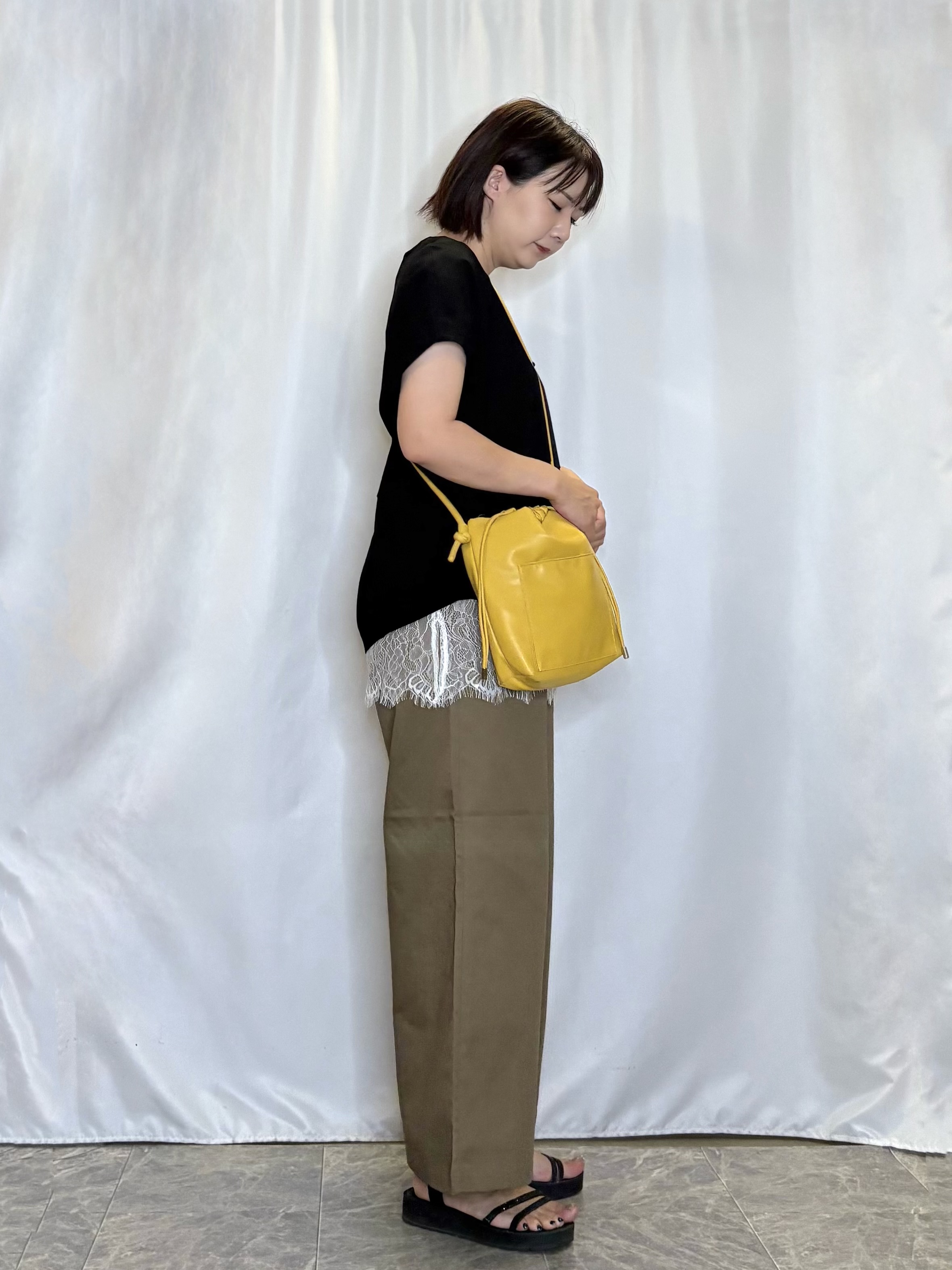 ネリさんの「SHOO･LA･RUE｜【洗濯機可/セットアップ可】軽凛(かろりん) シンプル上品 ひんやり切替コクーントップス」を使ったコーディネート