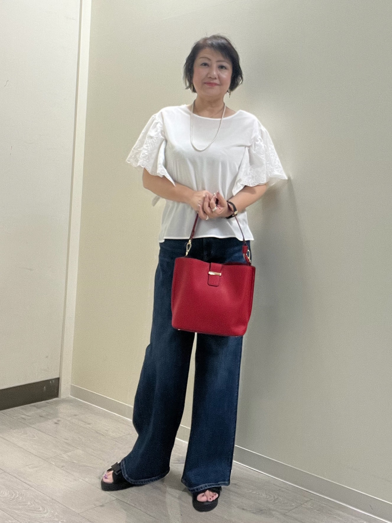 mariさんの「Reflect｜【通勤◎】スカラップレーススリーブ ブラウス」を使ったコーディネート