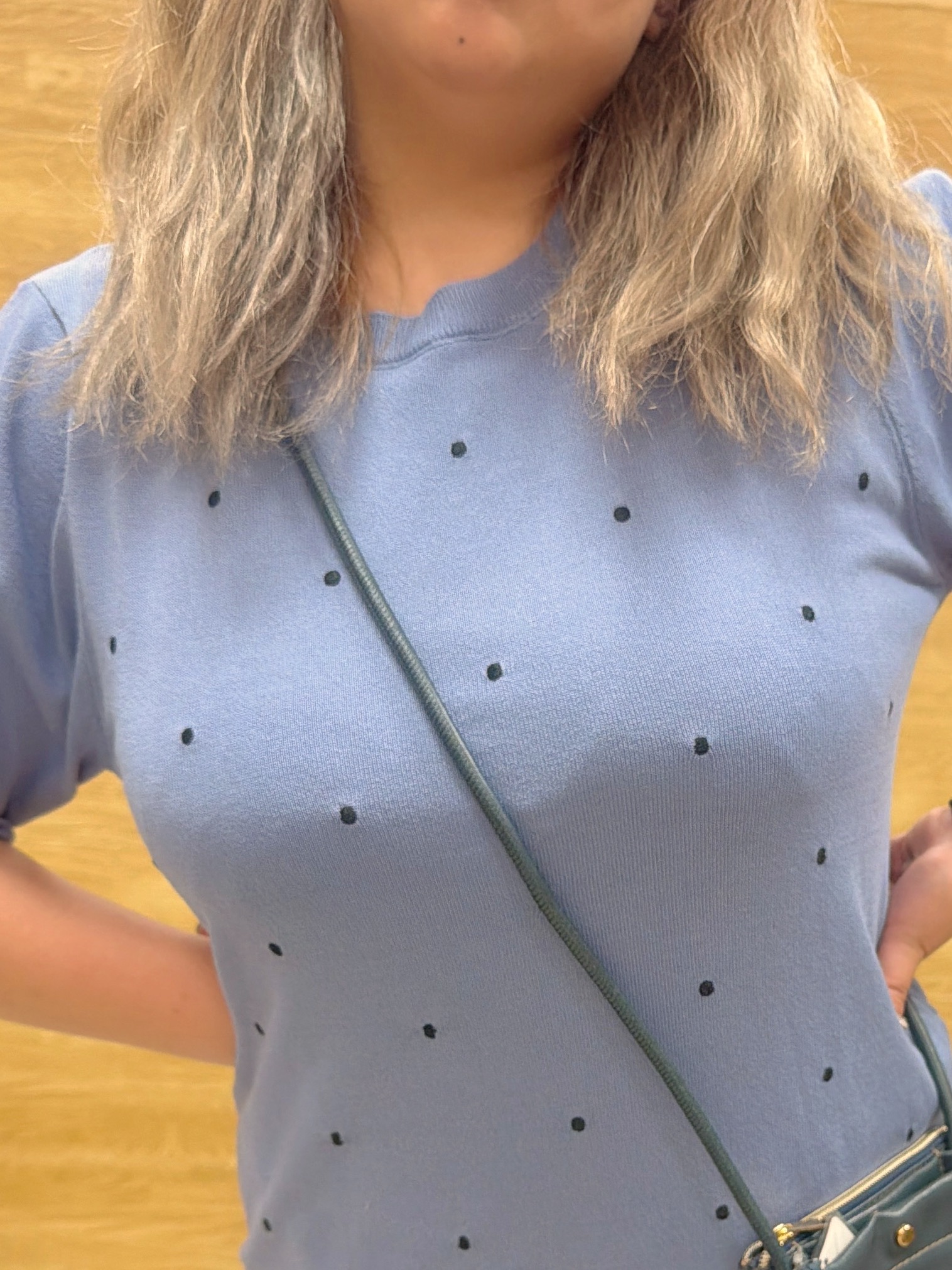 ぁむさんの「SHOO･LA･RUE｜【ひんやり/S-LL】大人フェミニン ドット刺繍ニット」を使ったコーディネート