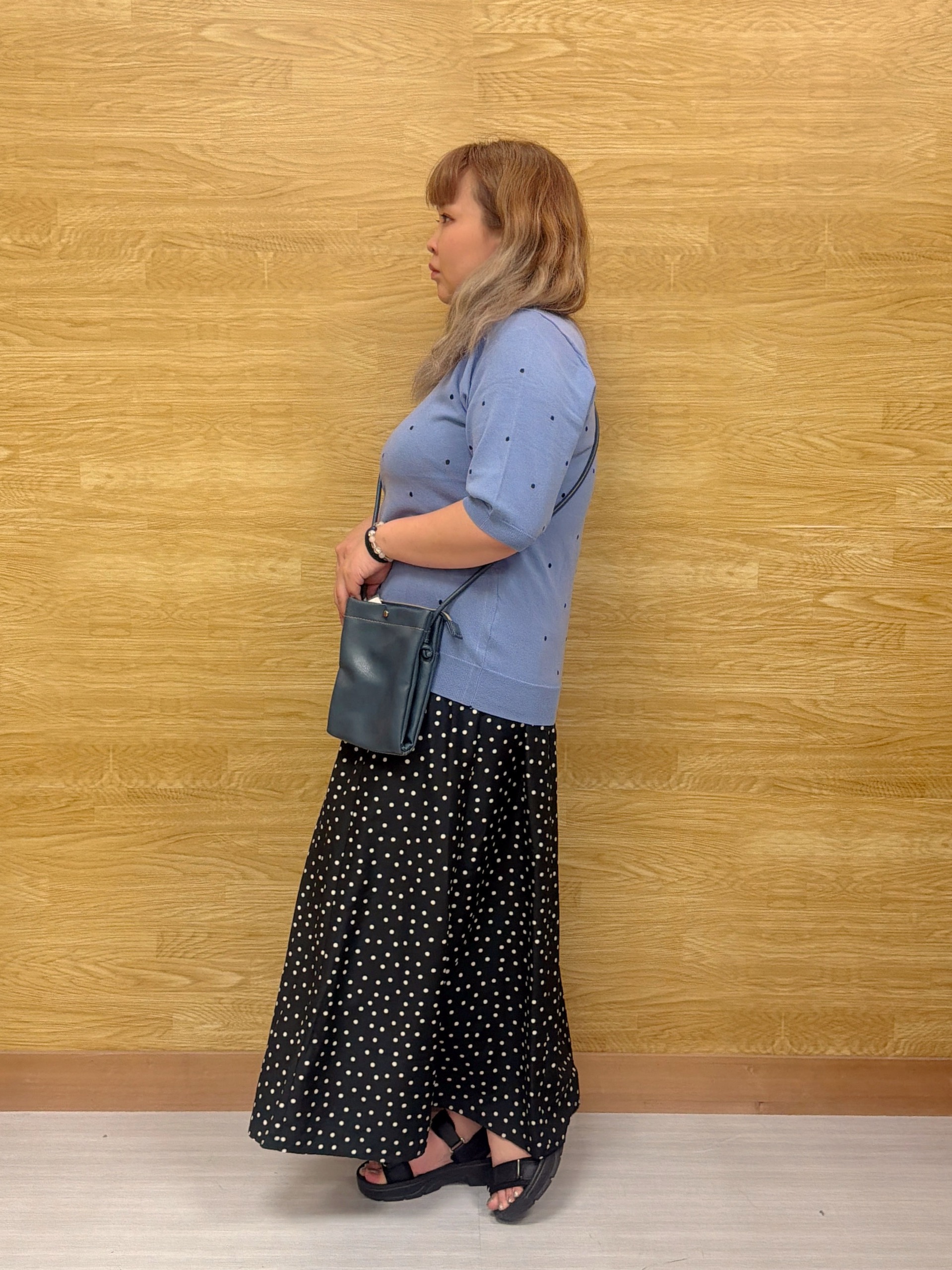 ぁむさんの「SHOO･LA･RUE｜【ひんやり/S-LL】大人フェミニン ドット刺繍ニット」を使ったコーディネート