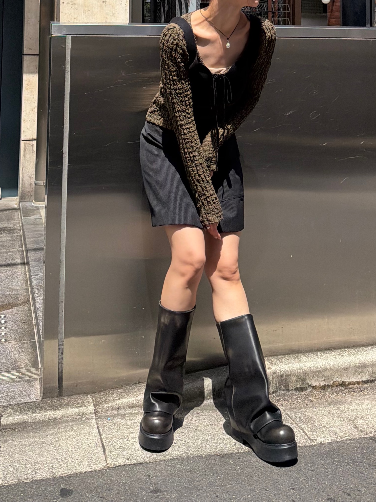 kanamiさんの「CODE A｜stripe mini skirt」を使ったコーディネート