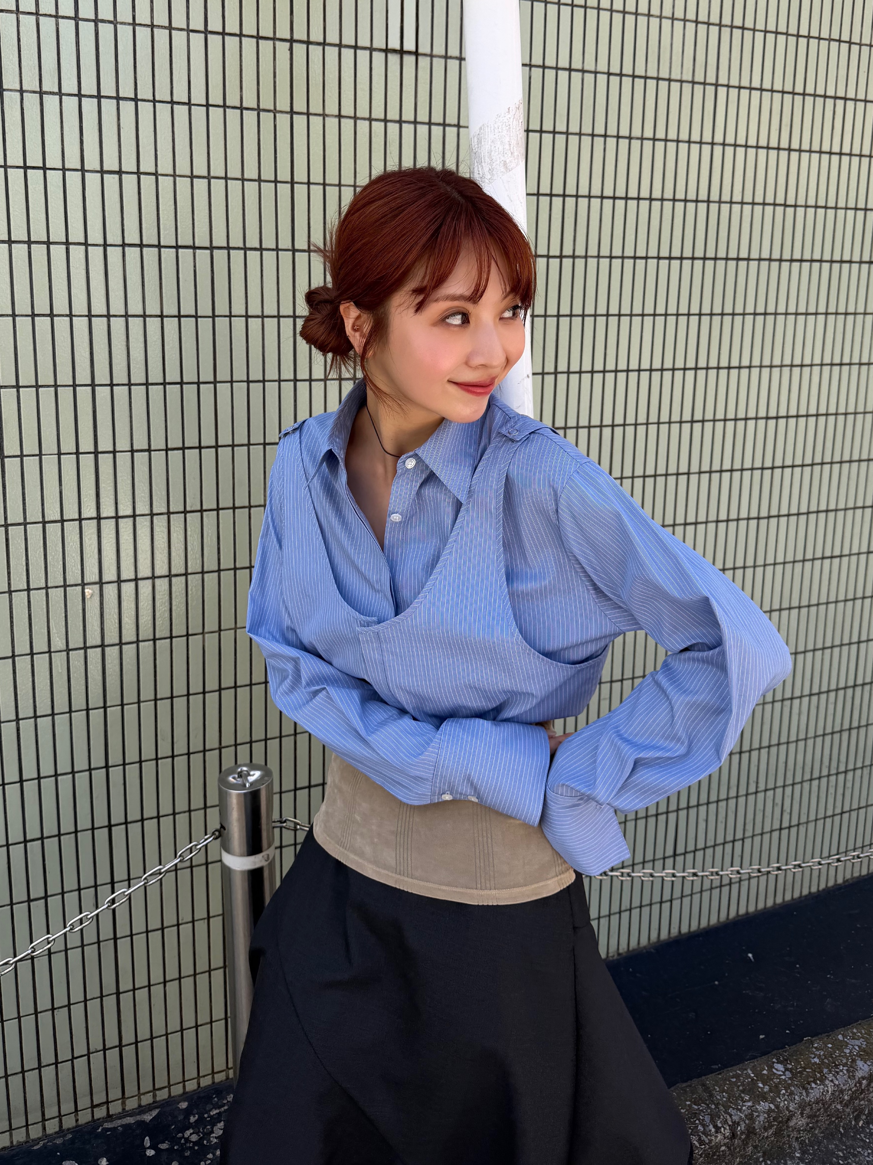 kanamiさんの「CODE A｜asymmetric lace hem skirt」を使ったコーディネート