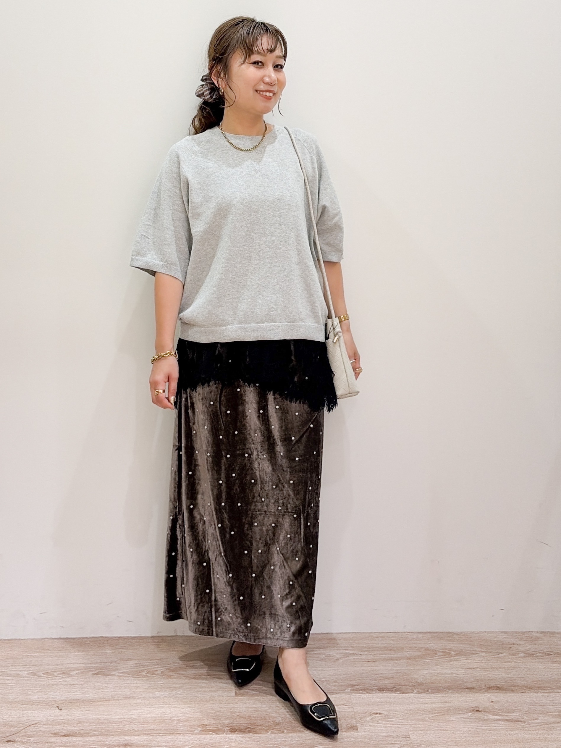 risayanさんの「OPAQUE.CLIP｜スウェットライクニット【洗濯機OK】」を使ったコーディネート