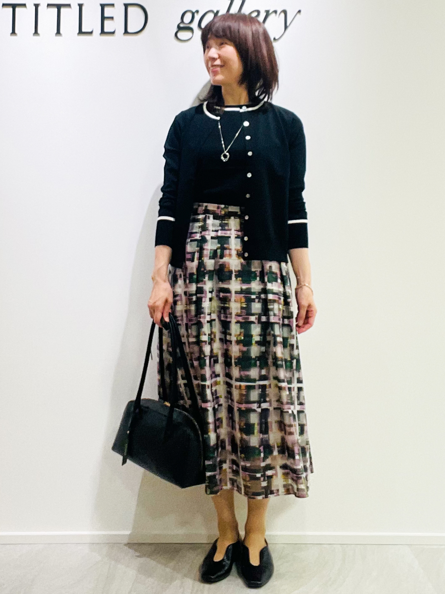 めいさんの「UNTITLED｜【アンサンブル可/上品な清涼感】コンパクト5分袖ニット」を使ったコーディネート