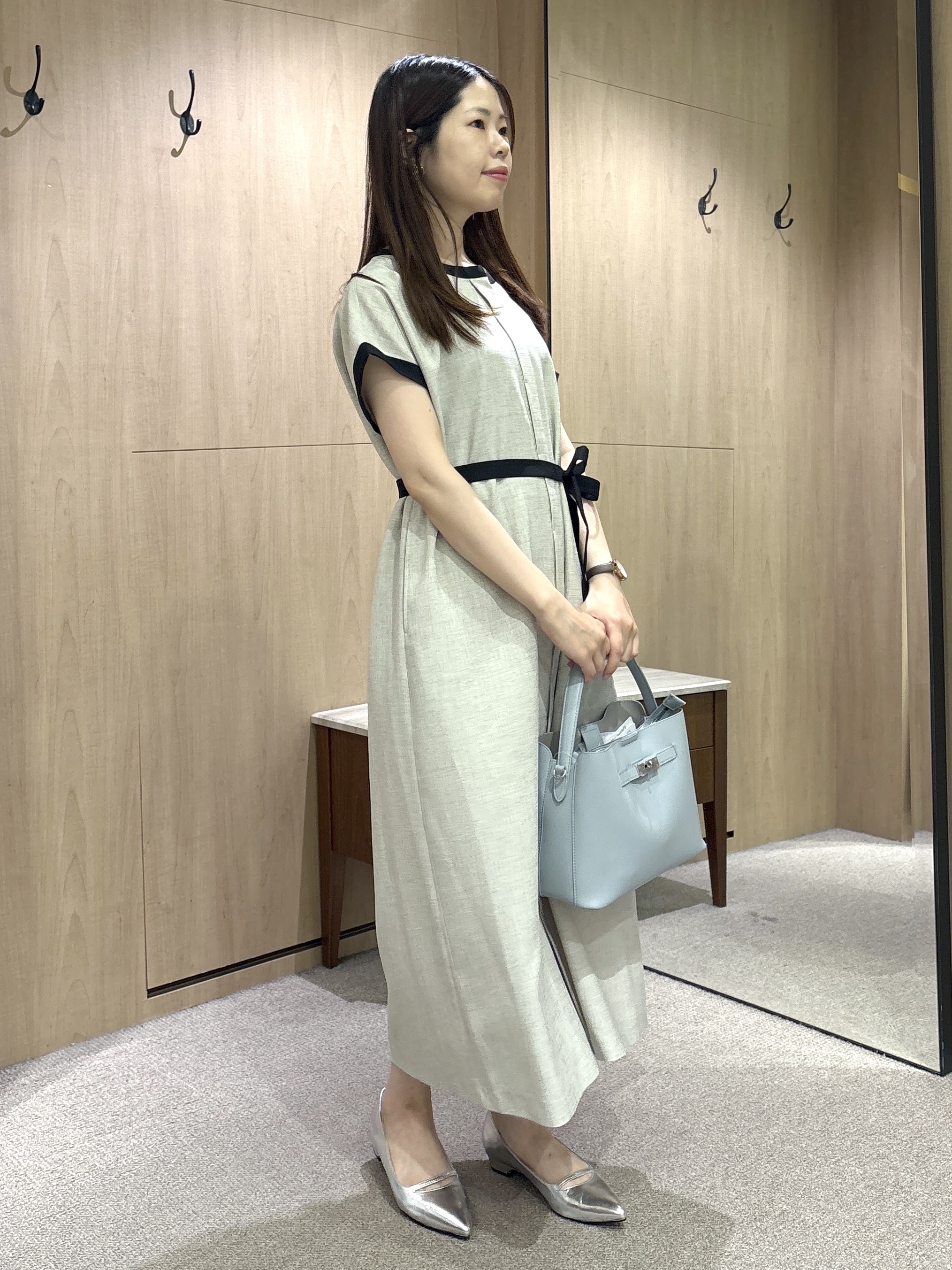 asamiさんの「UNTITLED｜【接触冷感/UVカット/イージーケア】配色ラインワンピース」を使ったコーディネート