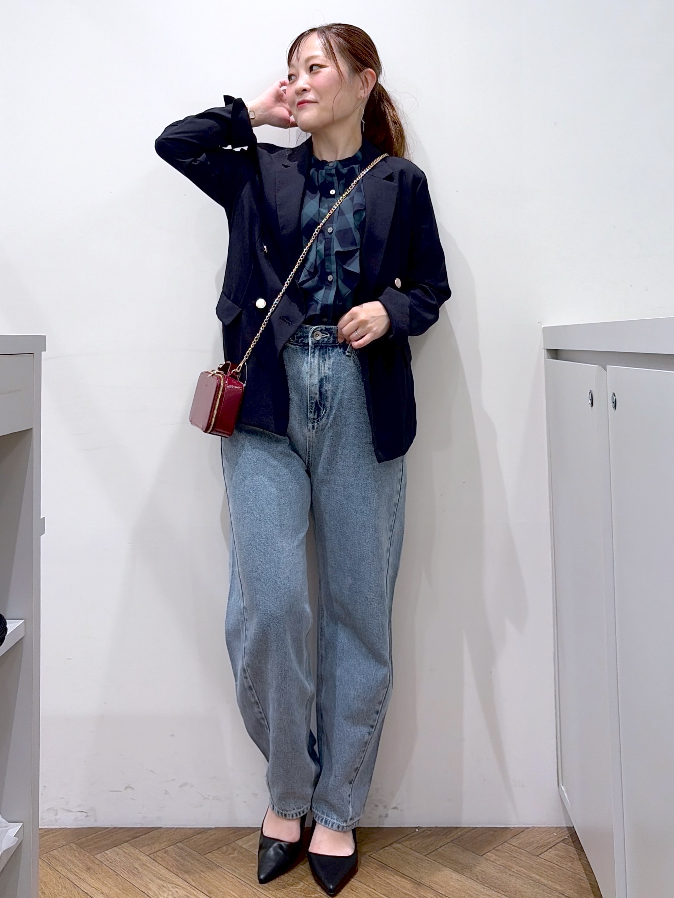 Junさんの「index｜《再入荷》ダブルブレストテーラードジャケット【接触冷感／吸水速乾／イージーアイロン／防シワ／洗濯機O」を使ったコーディネート