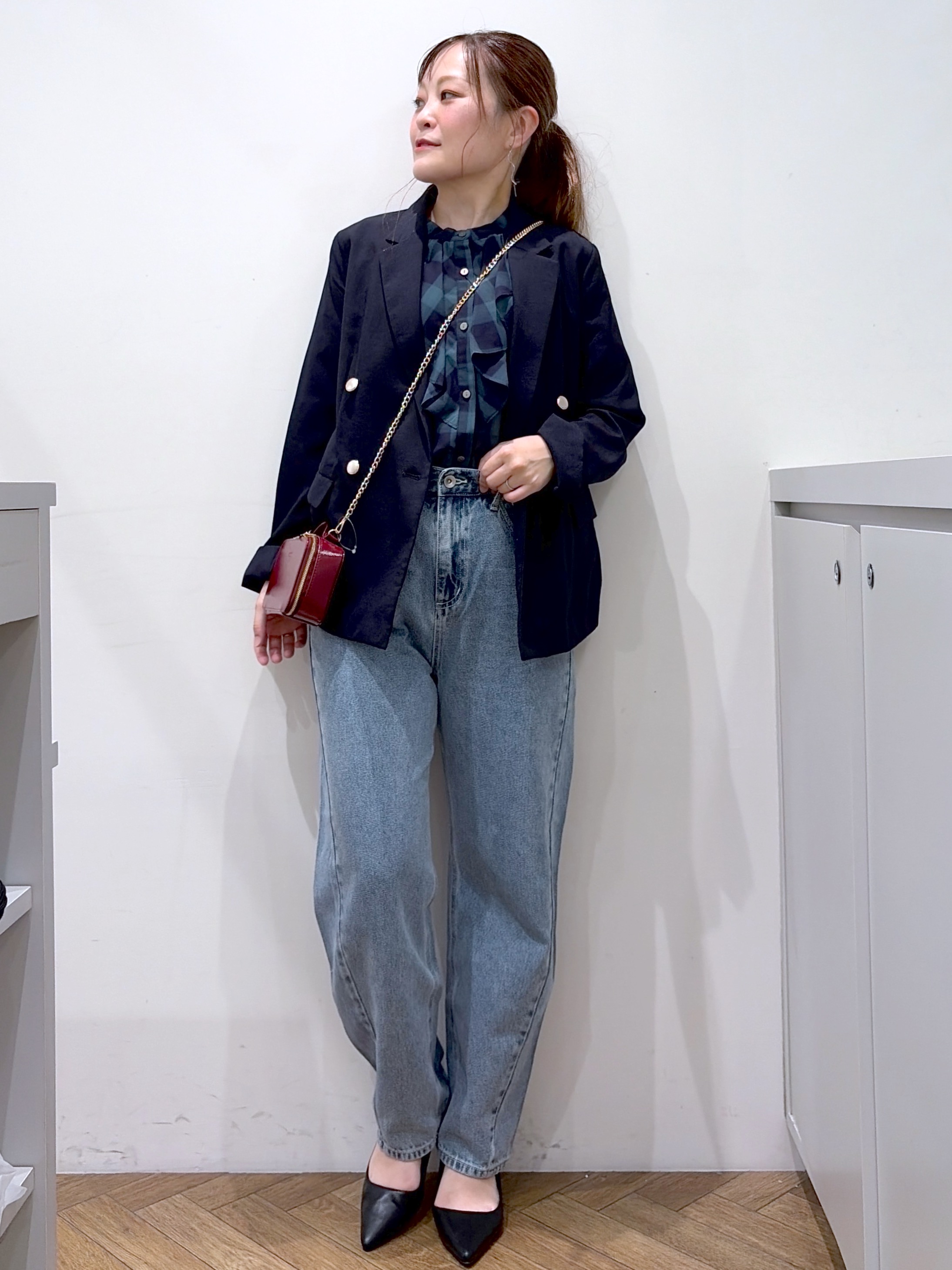 Junさんの「index｜《再入荷》ダブルブレストテーラードジャケット【接触冷感／吸水速乾／イージーアイロン／防シワ／洗濯機O」を使ったコーディネート
