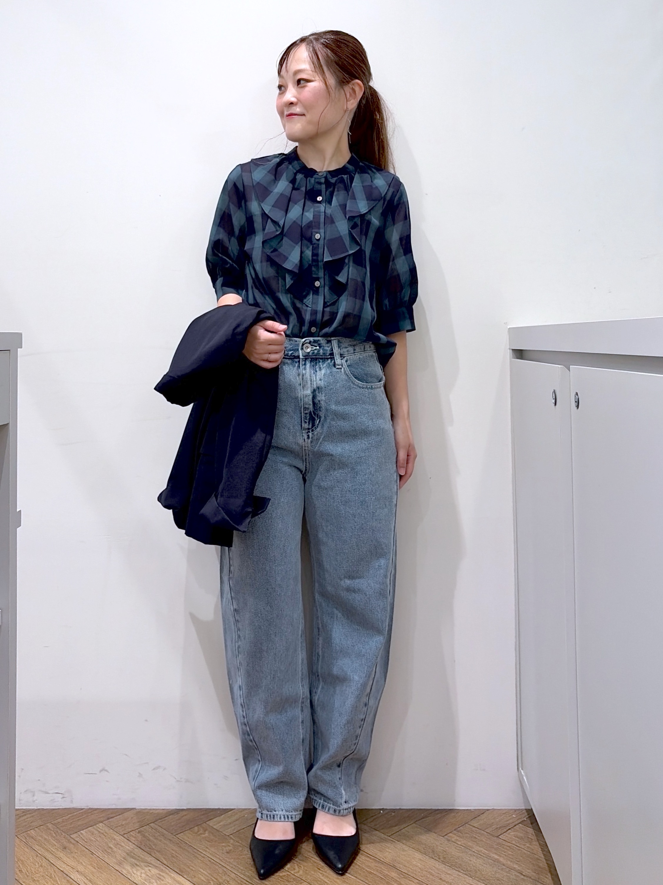 Junさんの「index｜《再入荷》ダブルブレストテーラードジャケット【接触冷感／吸水速乾／イージーアイロン／防シワ／洗濯機O」を使ったコーディネート