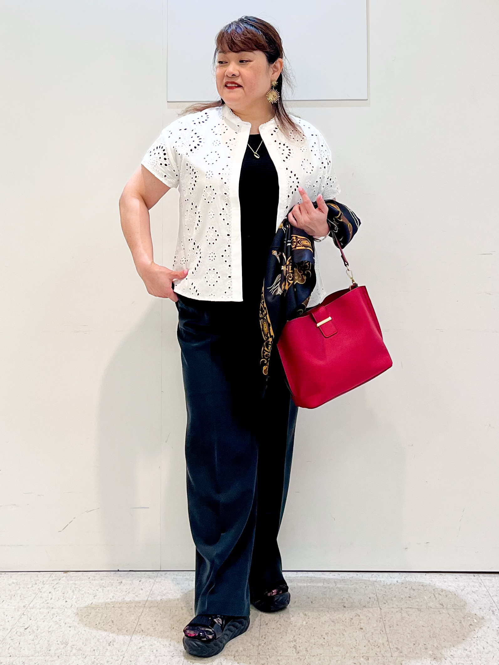 kimmyさんの「Reflect｜【通勤◎】カットワーク刺繍レース シャツブラウス」を使ったコーディネート